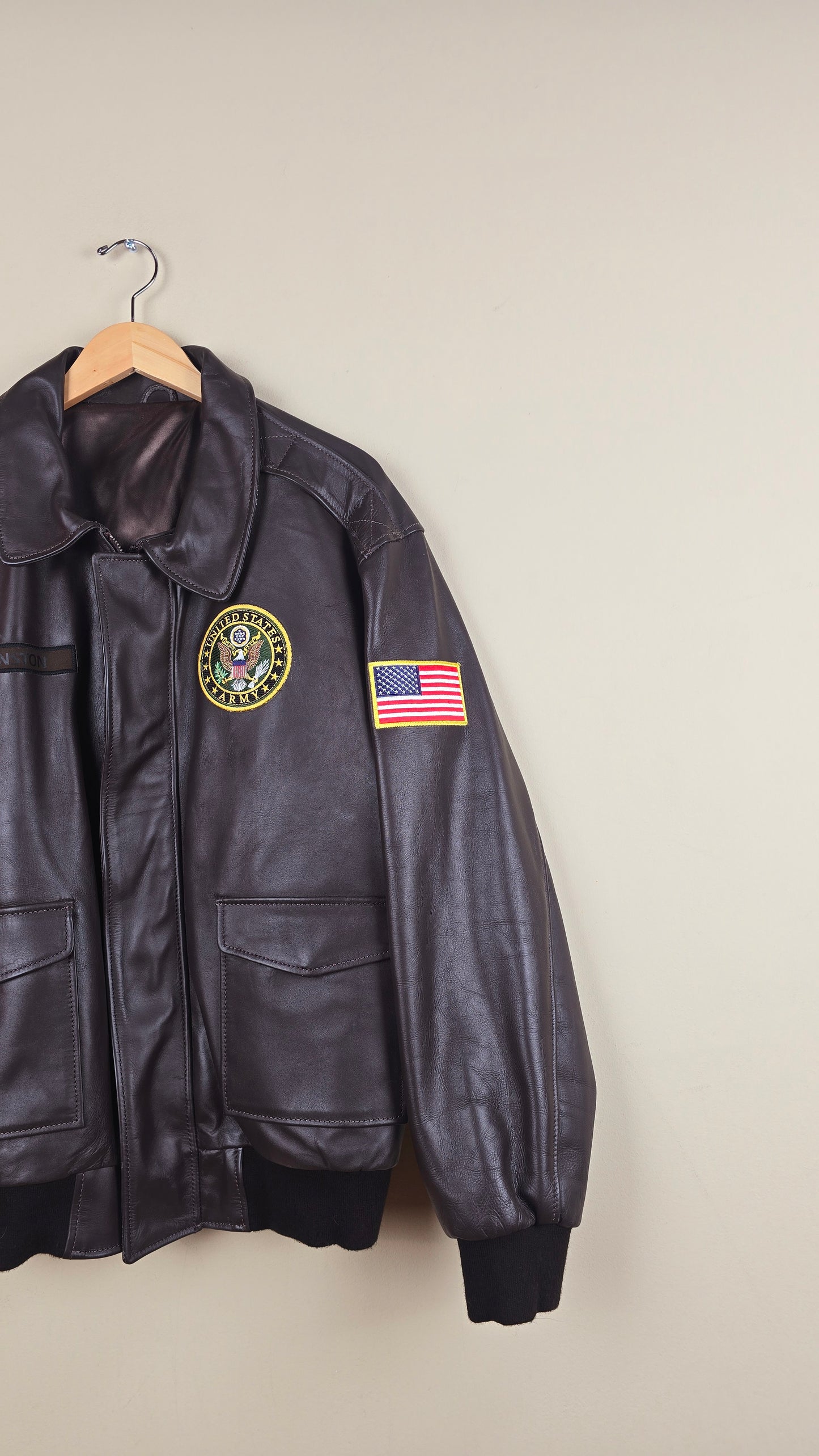 Vintage US Army Leather Jacket Issued By The White House (Size L) | VET03