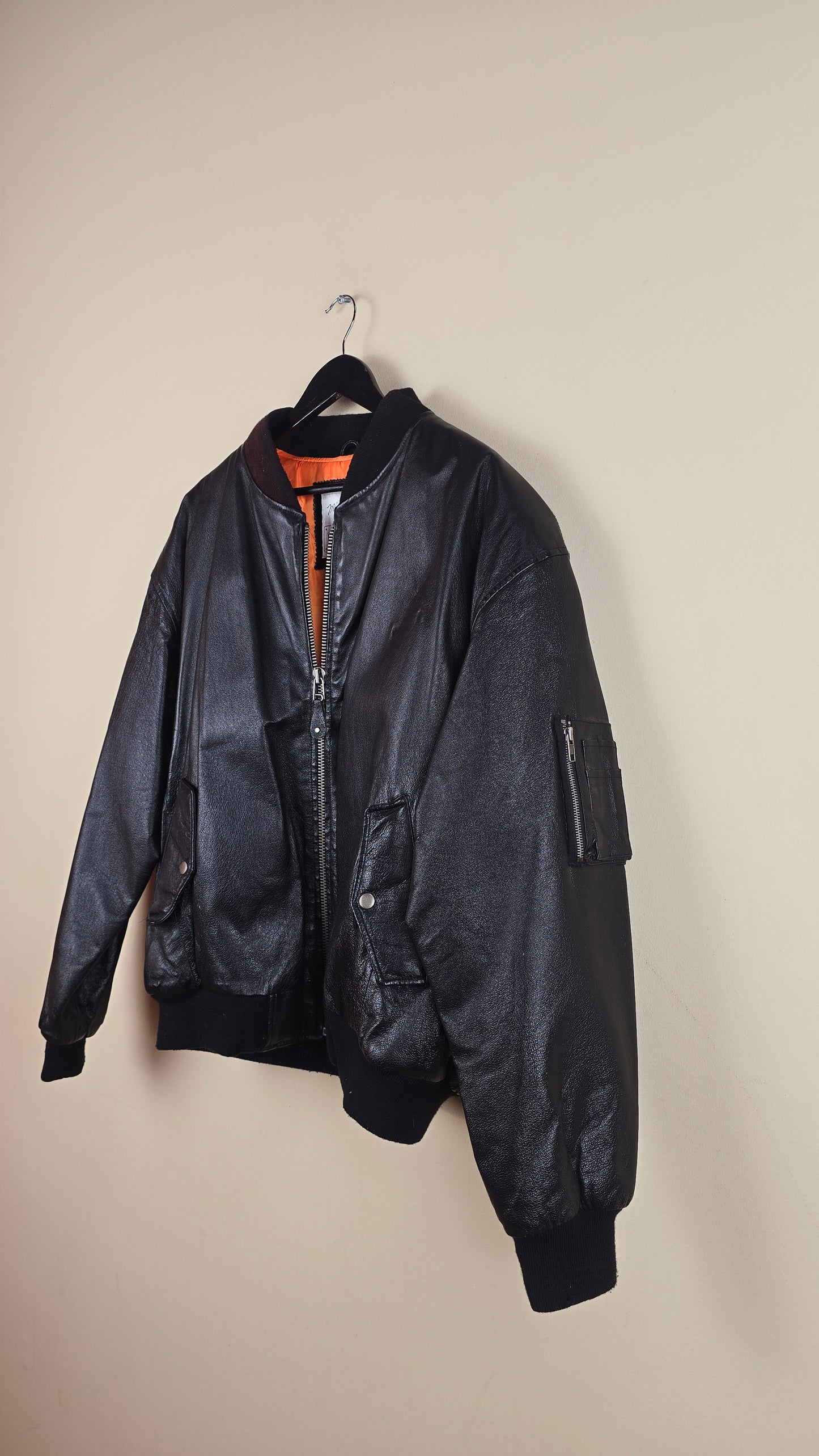 Vintage Michael Hoban WhereMI US Marines Black Leather Jacket (Size XL) | VET09