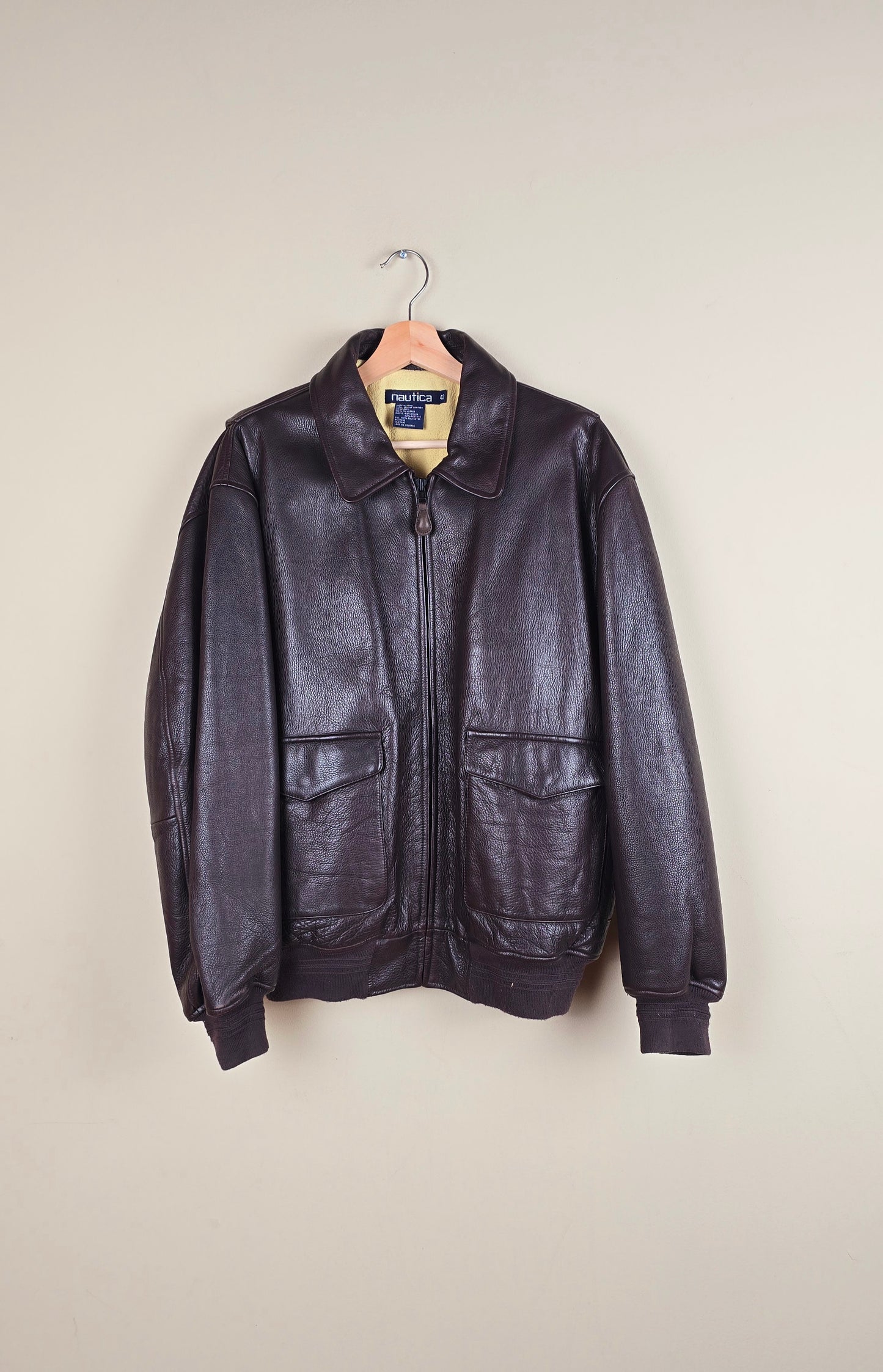 Vintage Nautica Brown Leather Jacket (Size M) | IF01