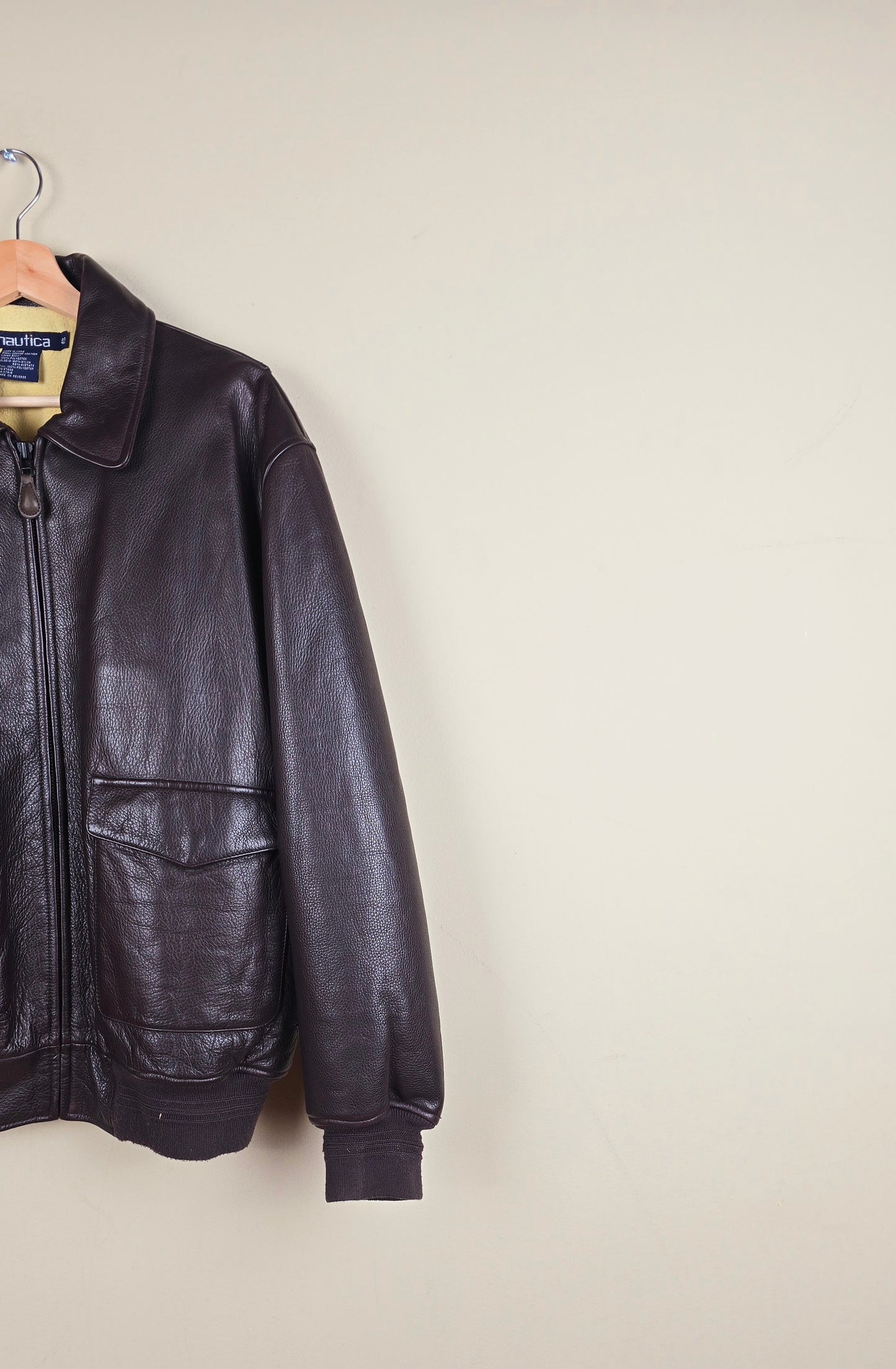 Vintage Nautica Brown Leather Jacket (Size M) | IF01