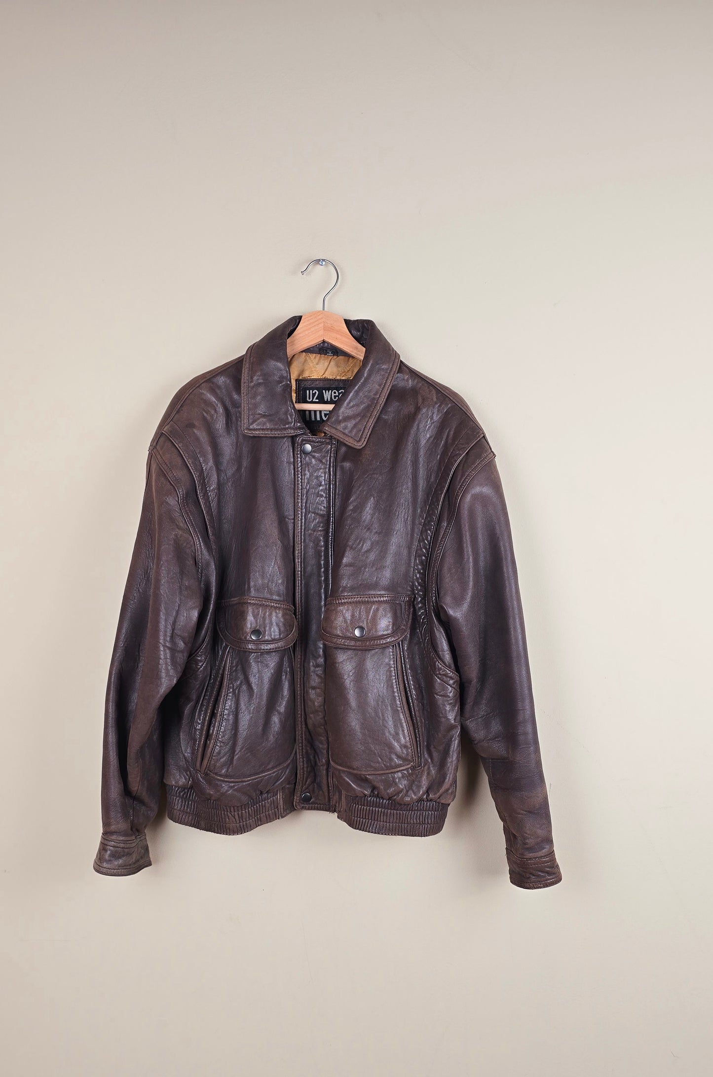 Vintage Classic Brown Leather Jacket (Size M/L) | IF16