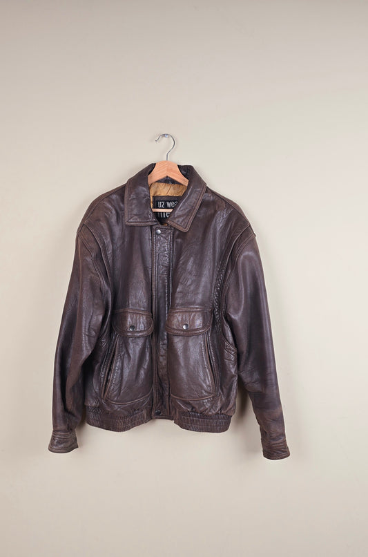Vintage Classic Brown Leather Jacket (Size M/L) | IF16