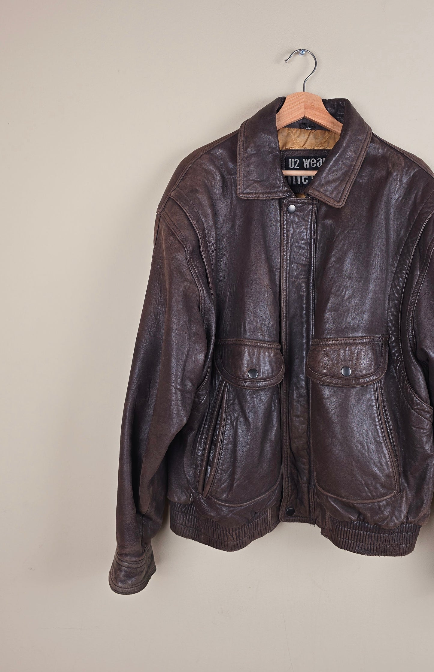 Vintage Classic Brown Leather Jacket (Size M/L) | IF16