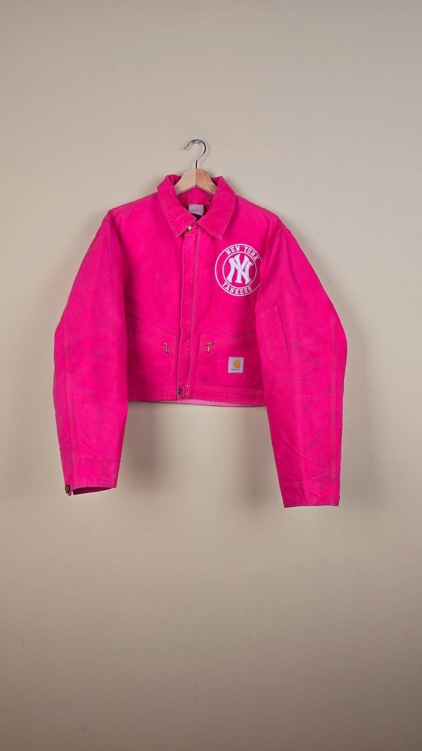 Vintage Carhartt X NY Yankees Cropped Jacket | Pink | Size M | 007