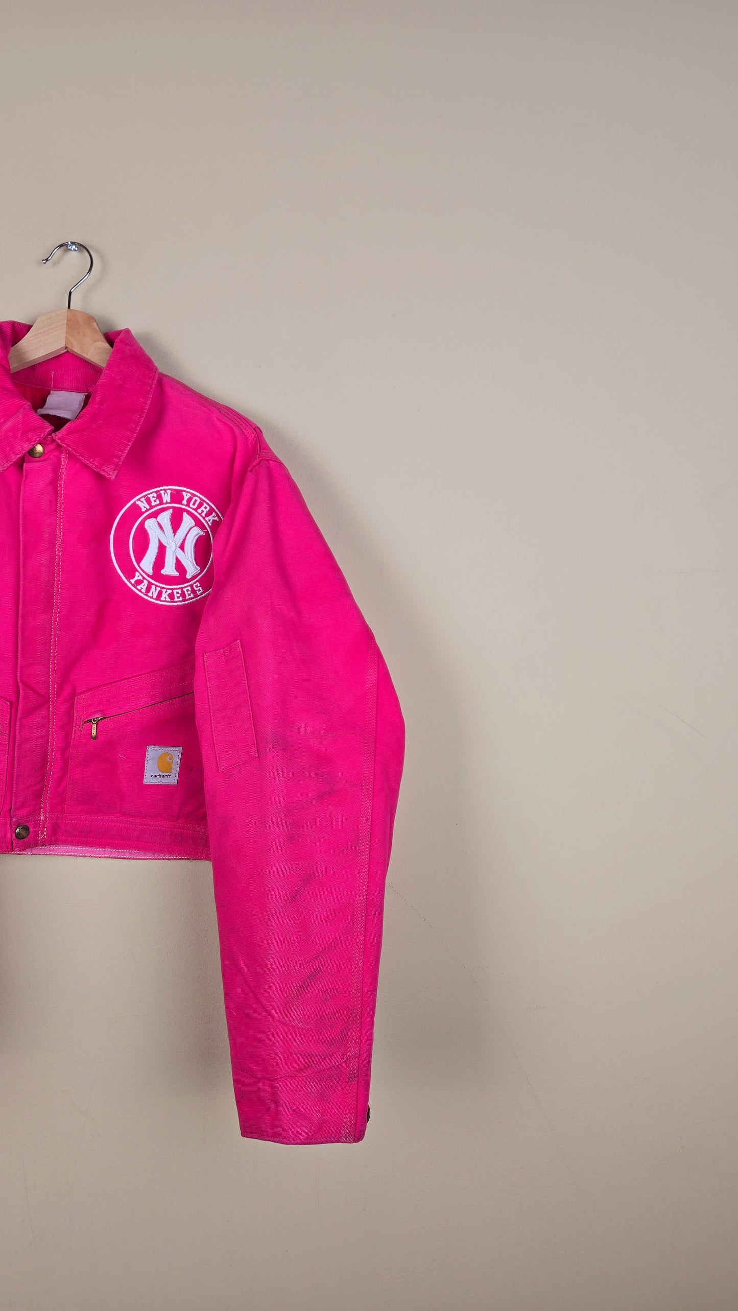 Vintage Carhartt X NY Yankees Cropped Jacket | Pink | Size M | 007