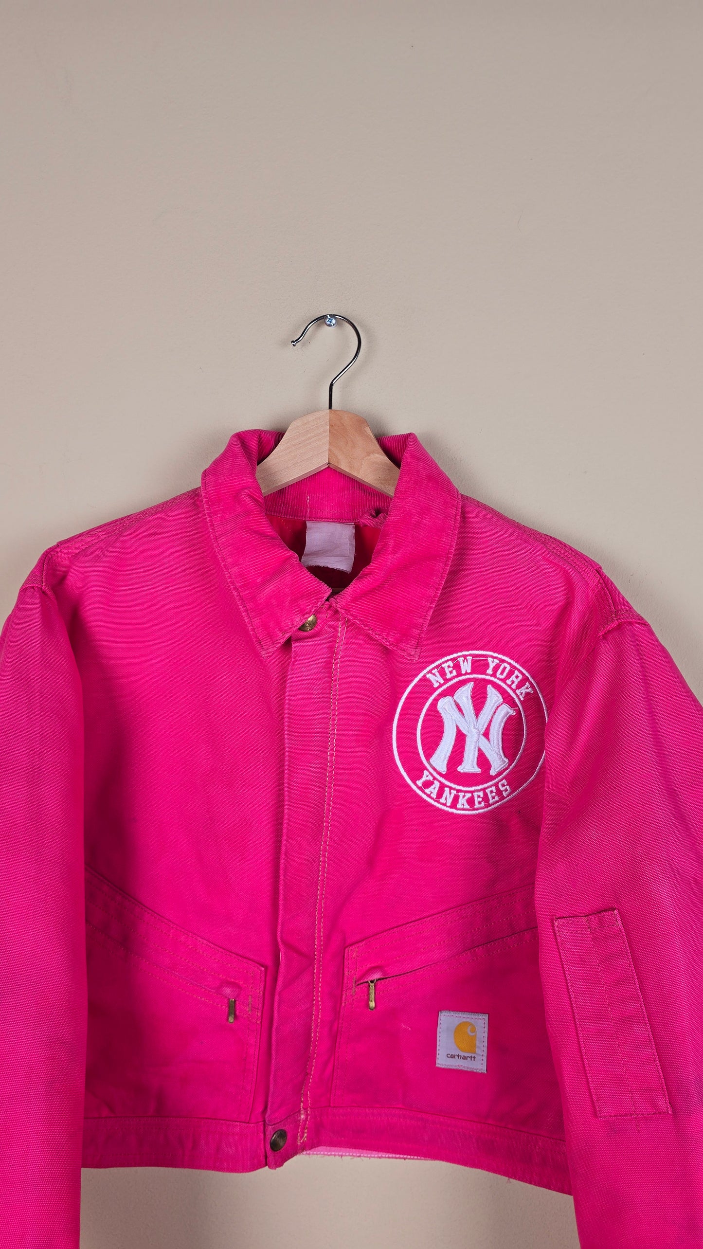 Vintage Carhartt X NY Yankees Cropped Jacket | Pink | Size M | 007
