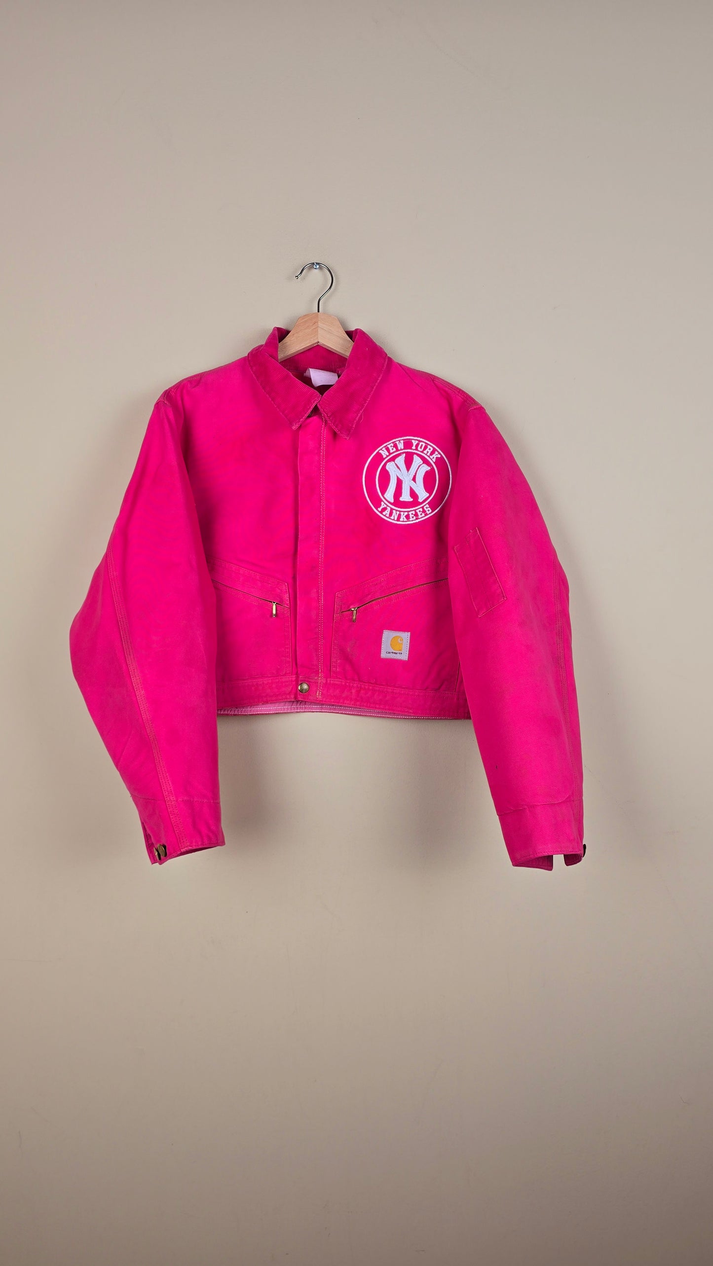 Vintage Carhartt X NY Yankees Cropped Jacket | Pink | Size M | 008
