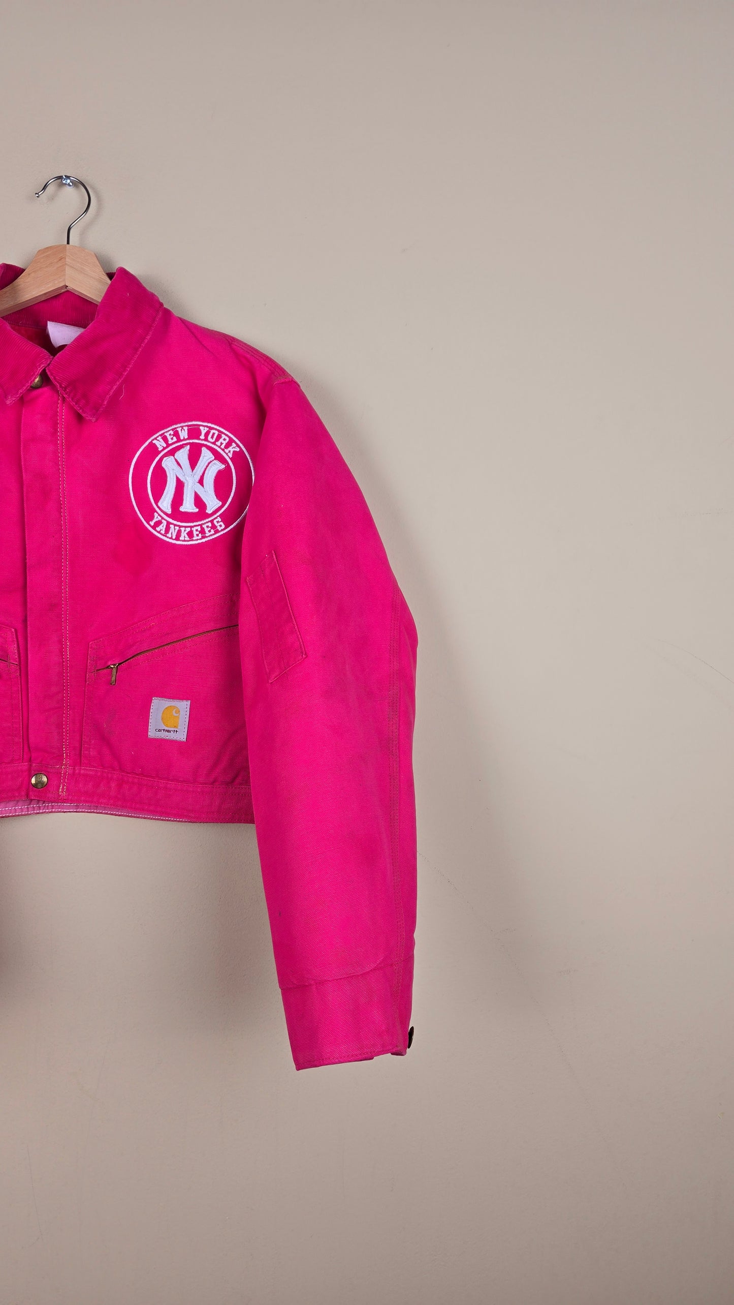 Vintage Carhartt X NY Yankees Cropped Jacket | Pink | Size M | 008