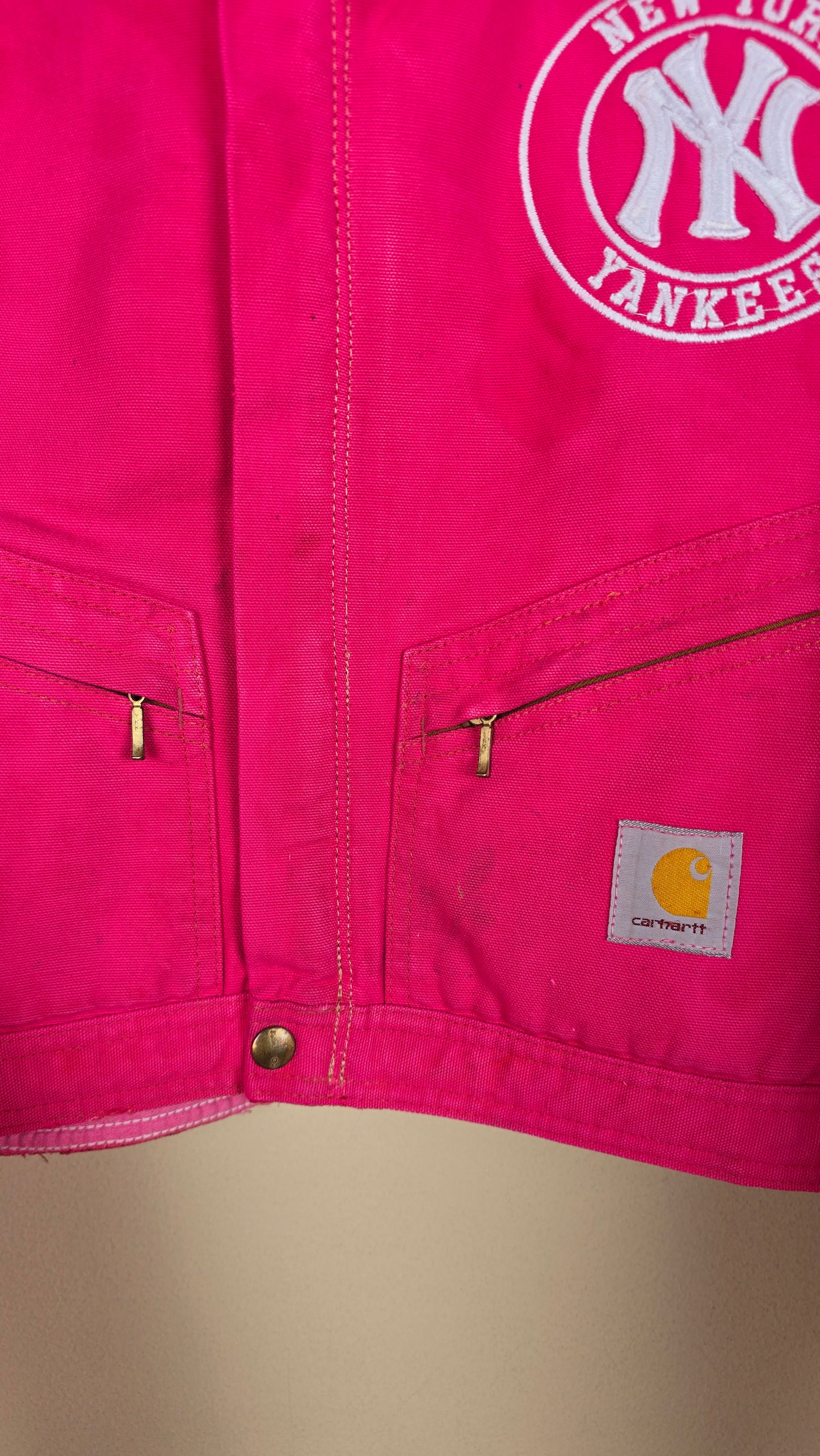 Vintage Carhartt X NY Yankees Cropped Jacket | Pink | Size M | 008