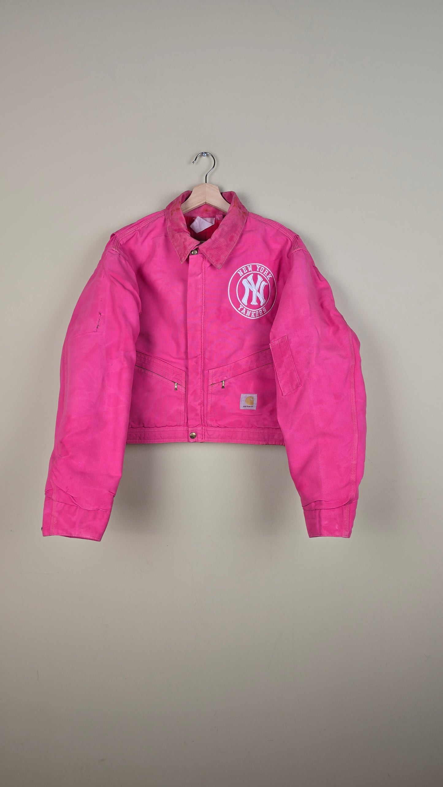 Vintage Carhartt X NY Yankees Cropped Jacket | Pink | Size L | 009