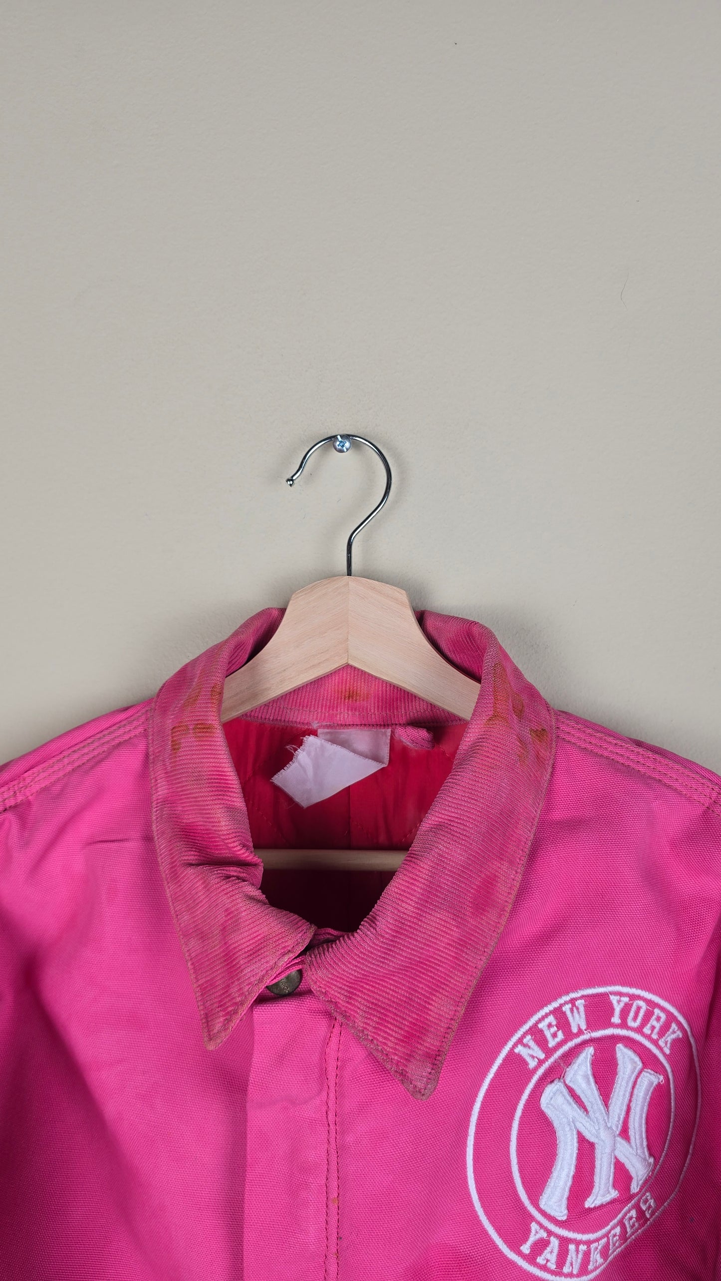 Vintage Carhartt X NY Yankees Cropped Jacket | Pink | Size L | 009