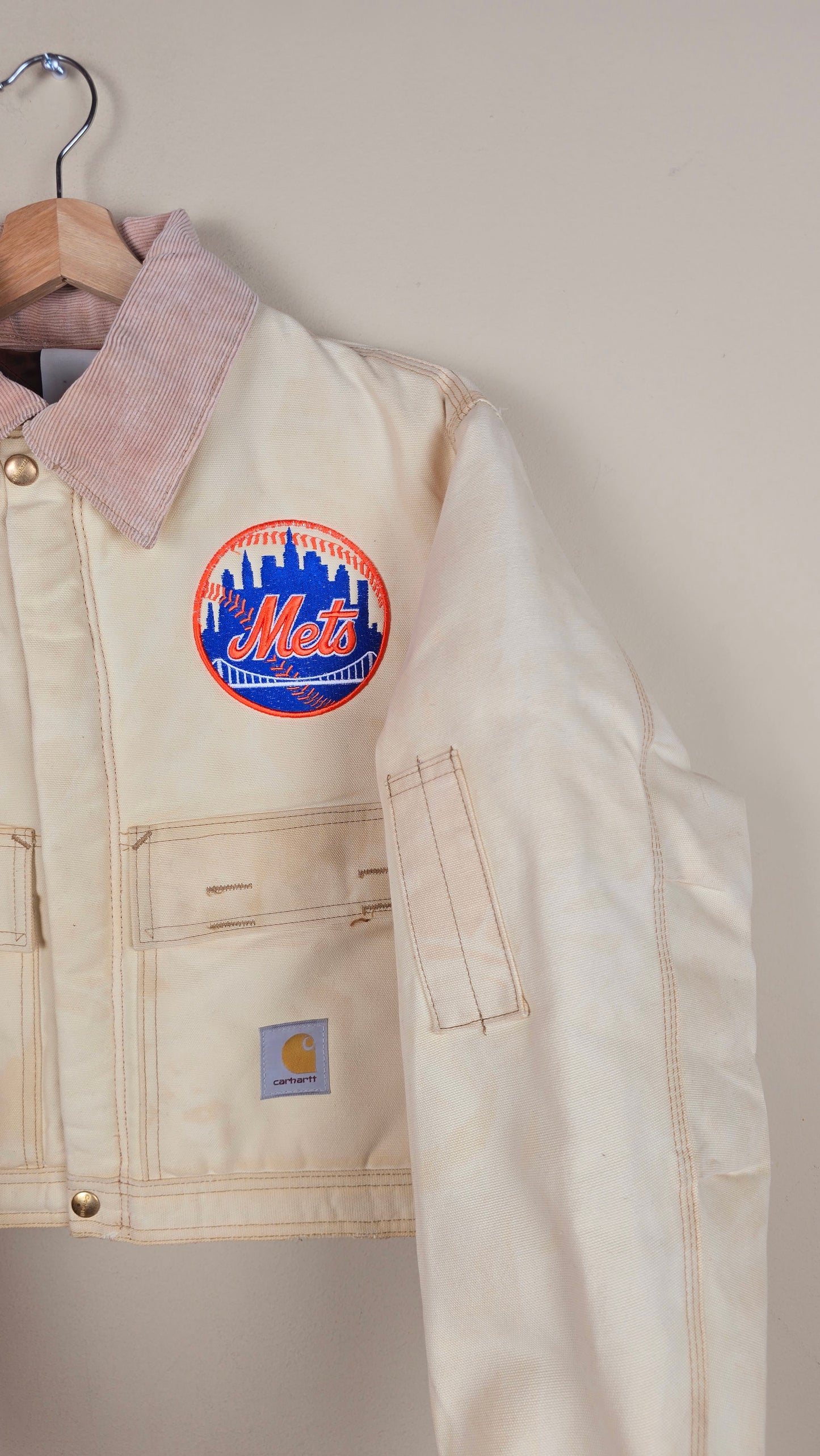 Vintage Carhartt X NY Mets Cropped Jacket | Beige | Size M | 019