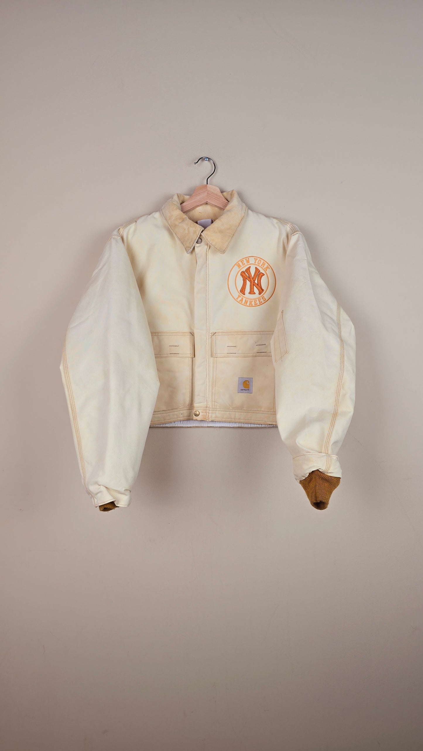 Vintage Carhartt X NY Yankees Cropped Jacket | Beige | Size M | 020