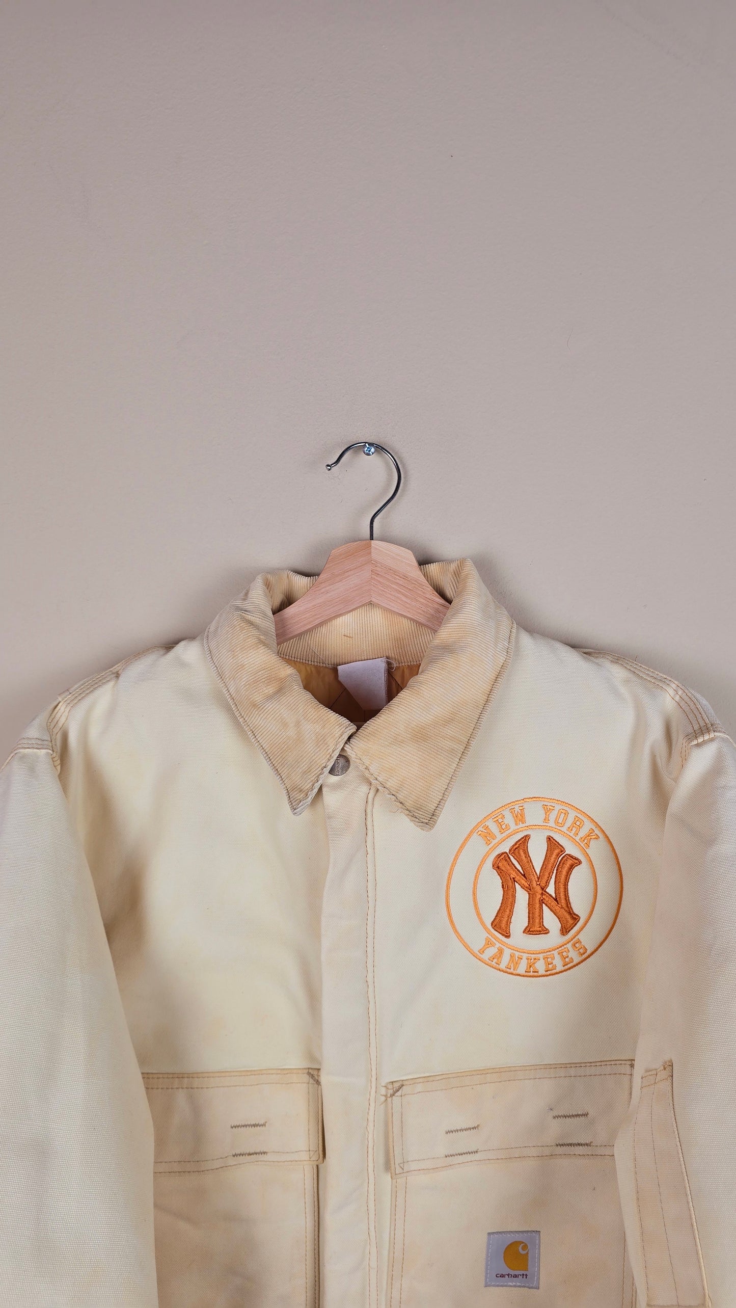 Vintage Carhartt X NY Yankees Cropped Jacket | Beige | Size M | 020