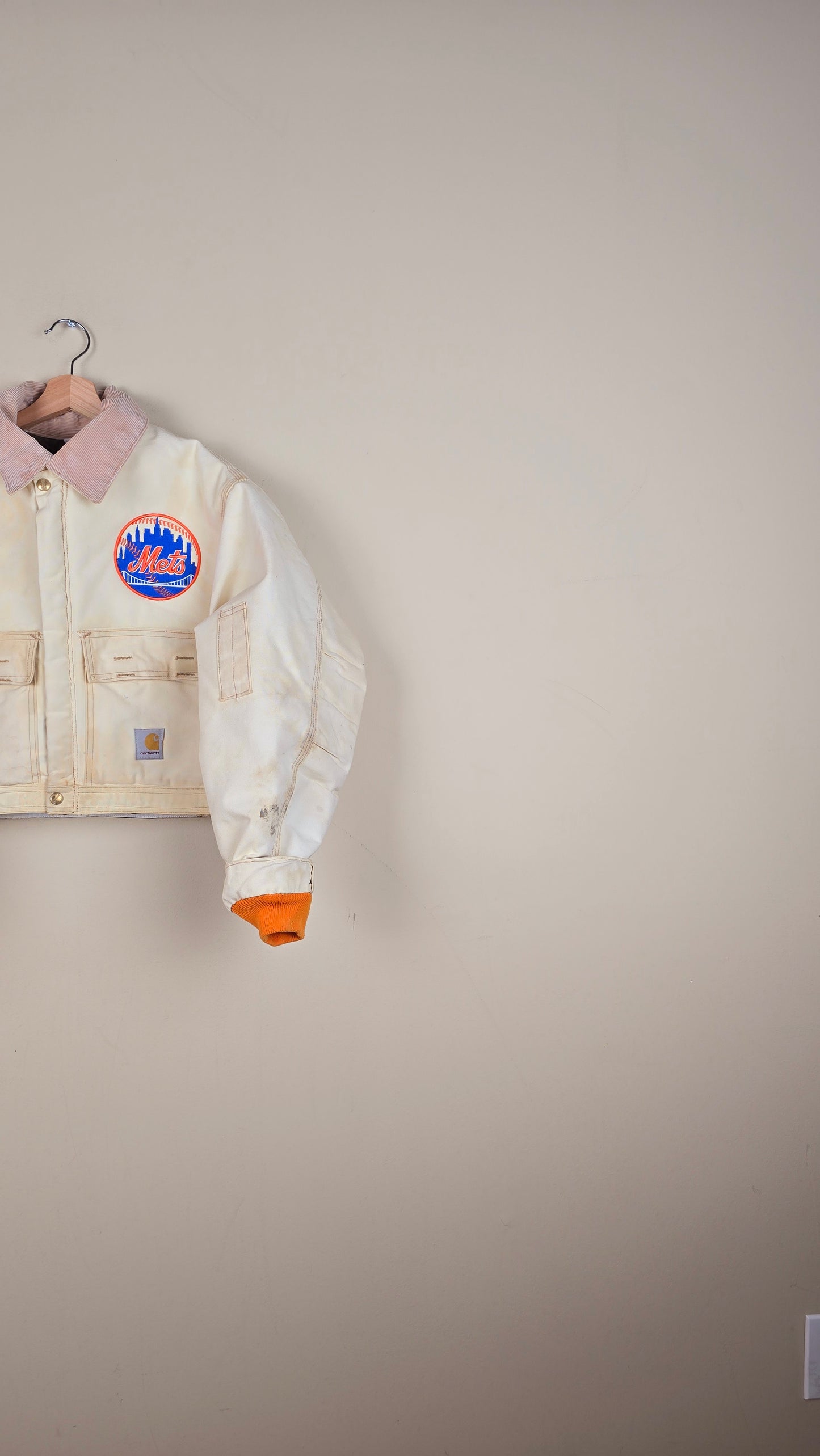 Vintage Carhartt X NY METS Cropped Jacket | Beige | Size M | 021