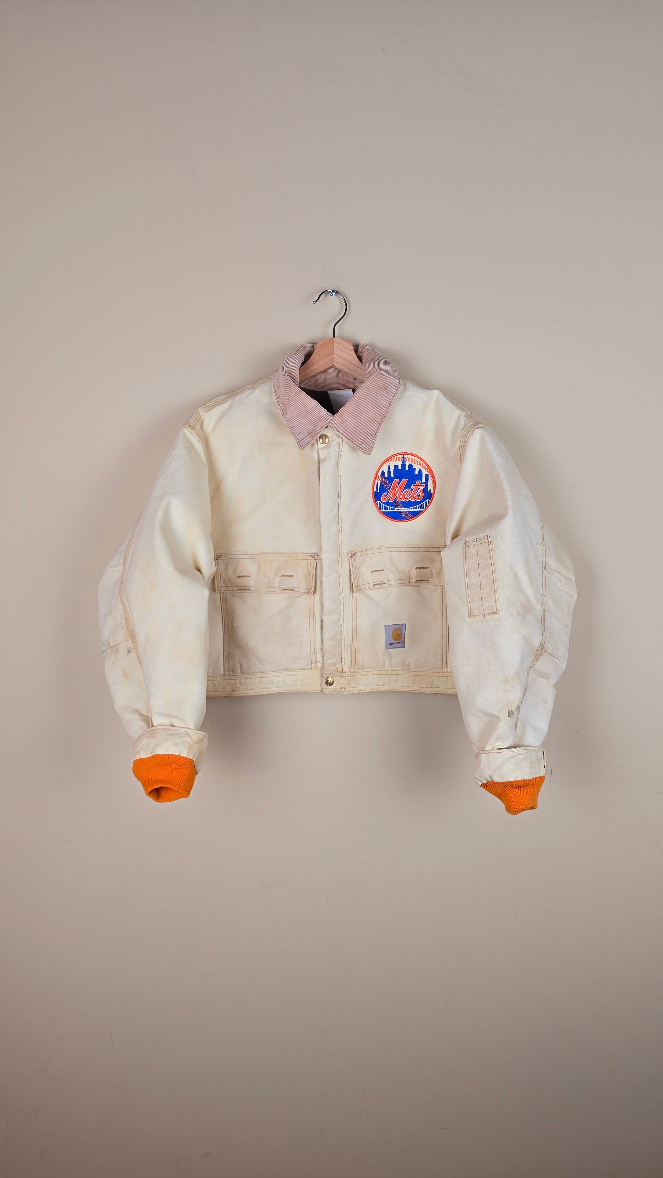 Vintage Carhartt X NY METS Cropped Jacket | Beige | Size M | 021