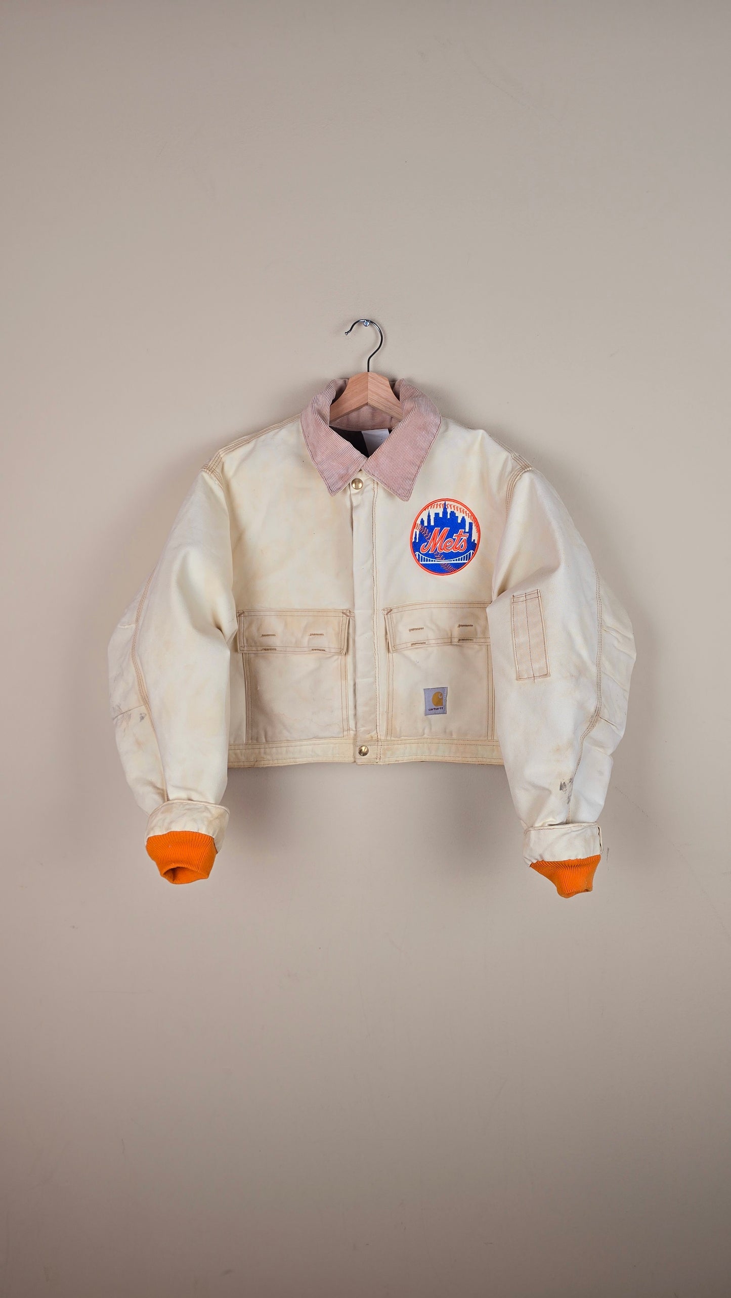 Vintage Carhartt X NY METS Cropped Jacket | Beige | Size M | 021