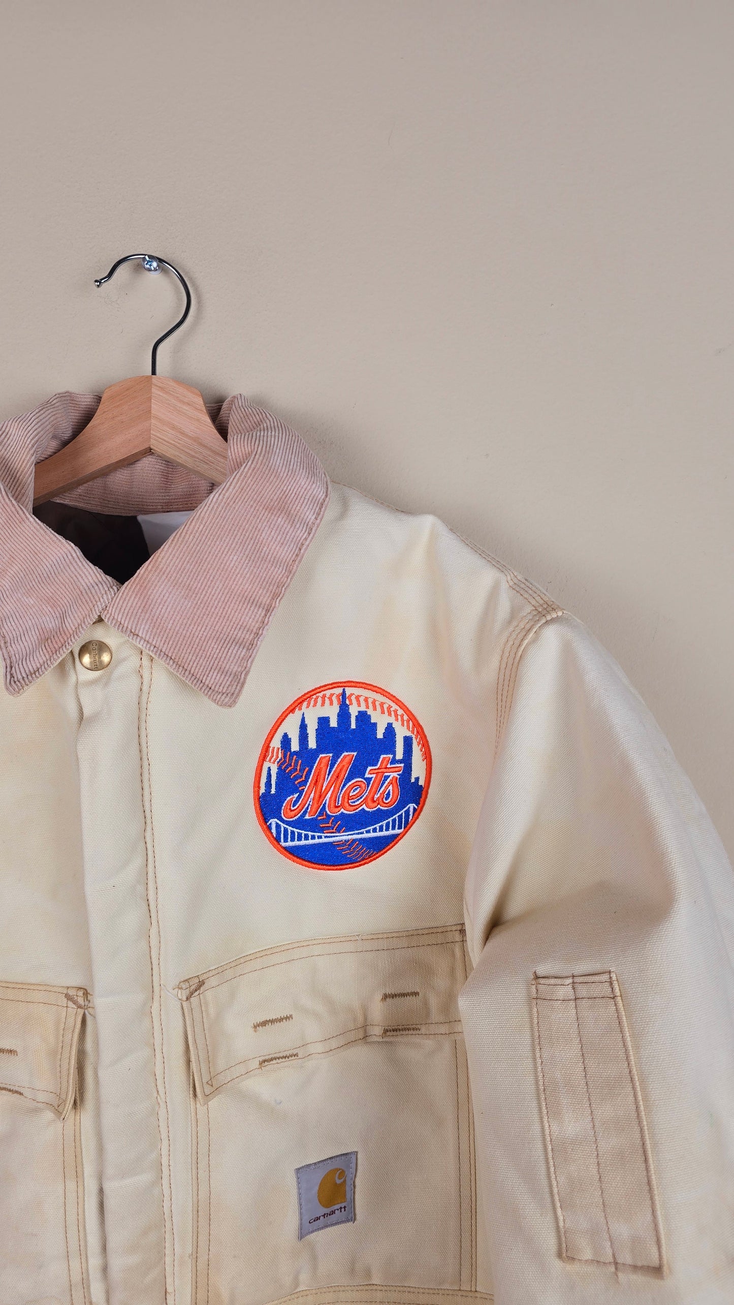 Vintage Carhartt X NY METS Cropped Jacket | Beige | Size M | 021
