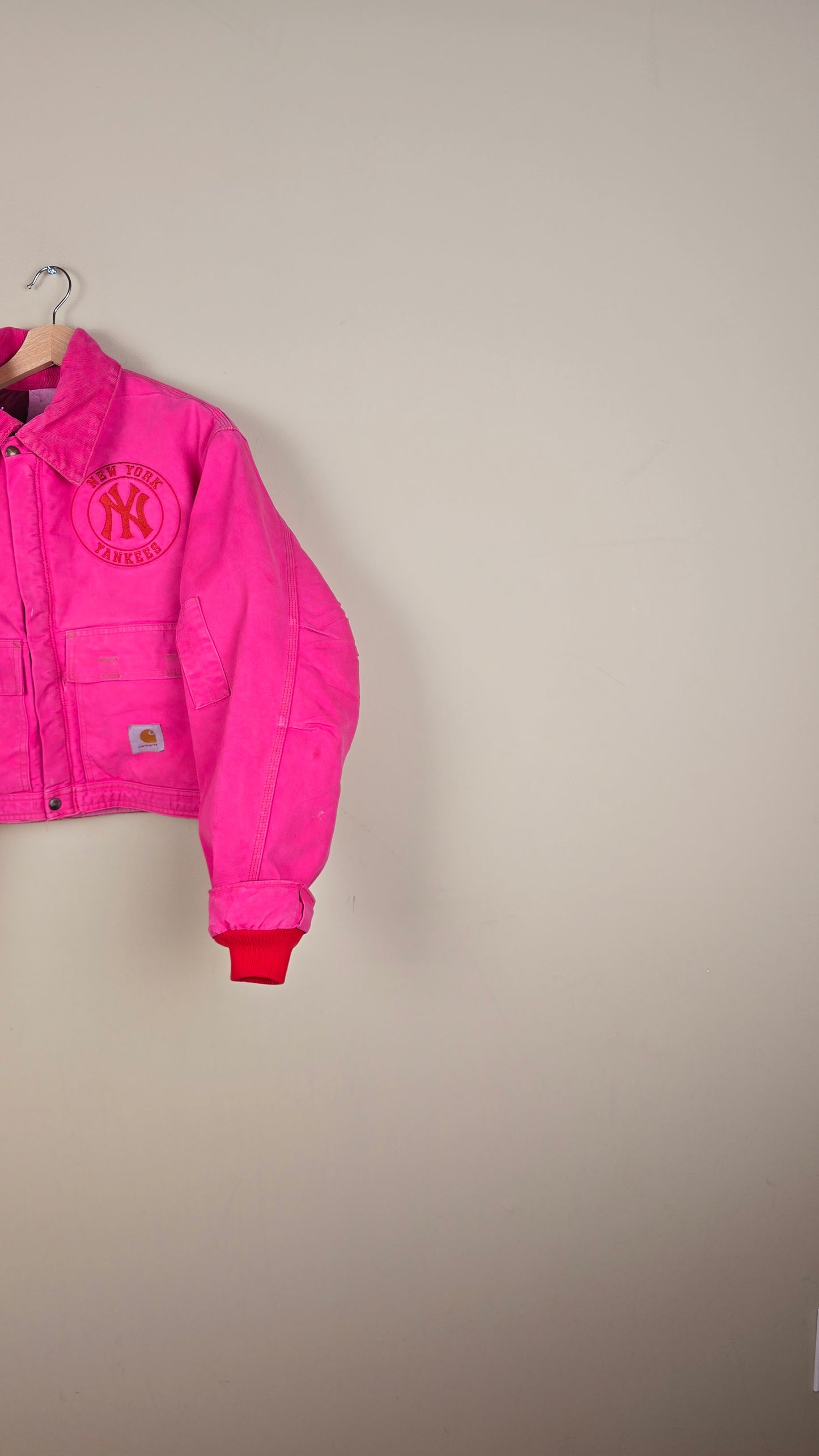 Vintage Carhartt X NY Yankees Cropped Jacket | Pink | Size M | 022