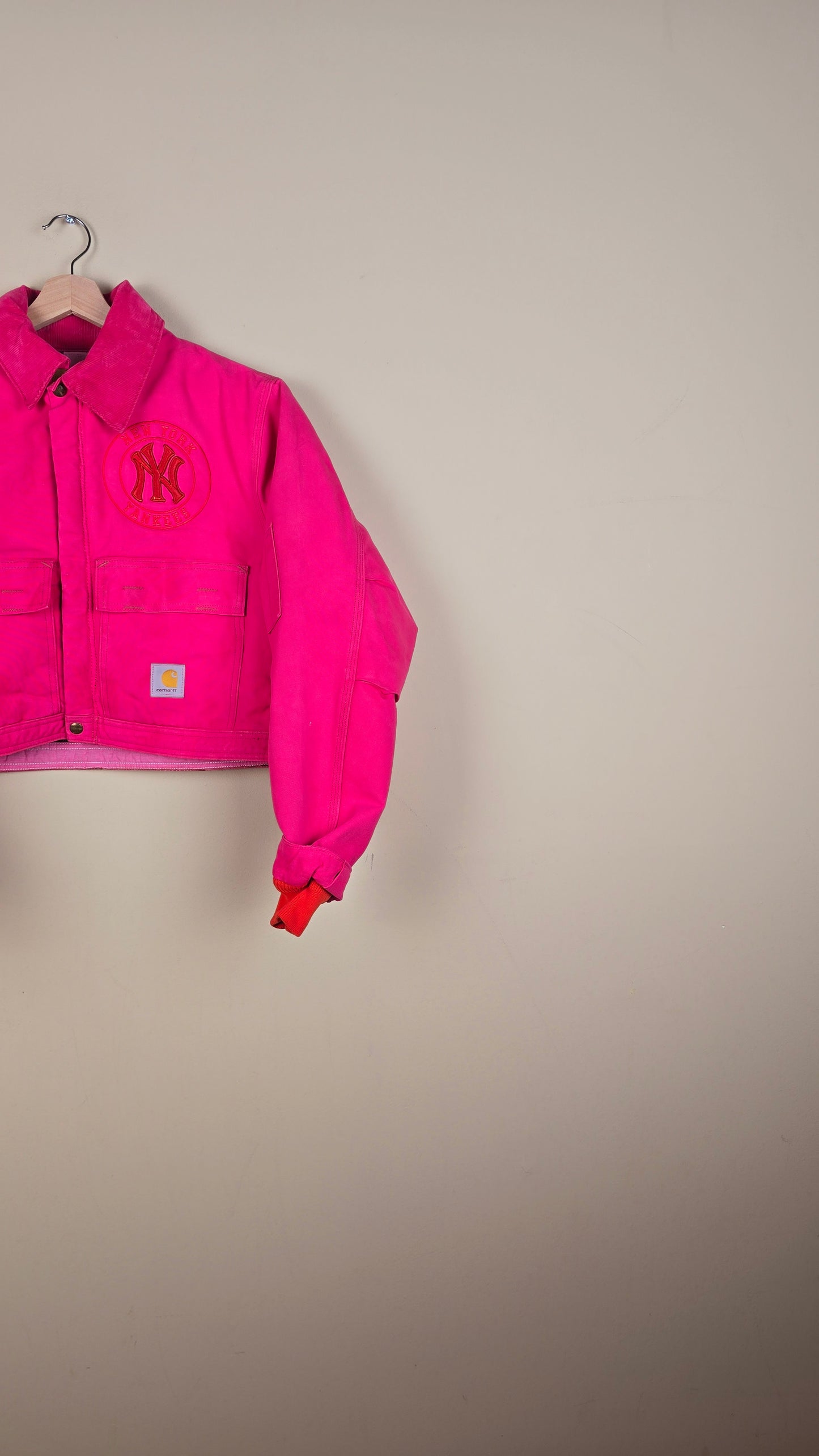 Vintage Carhartt X NY Yankees Cropped Jacket | Pink | Size M | 023