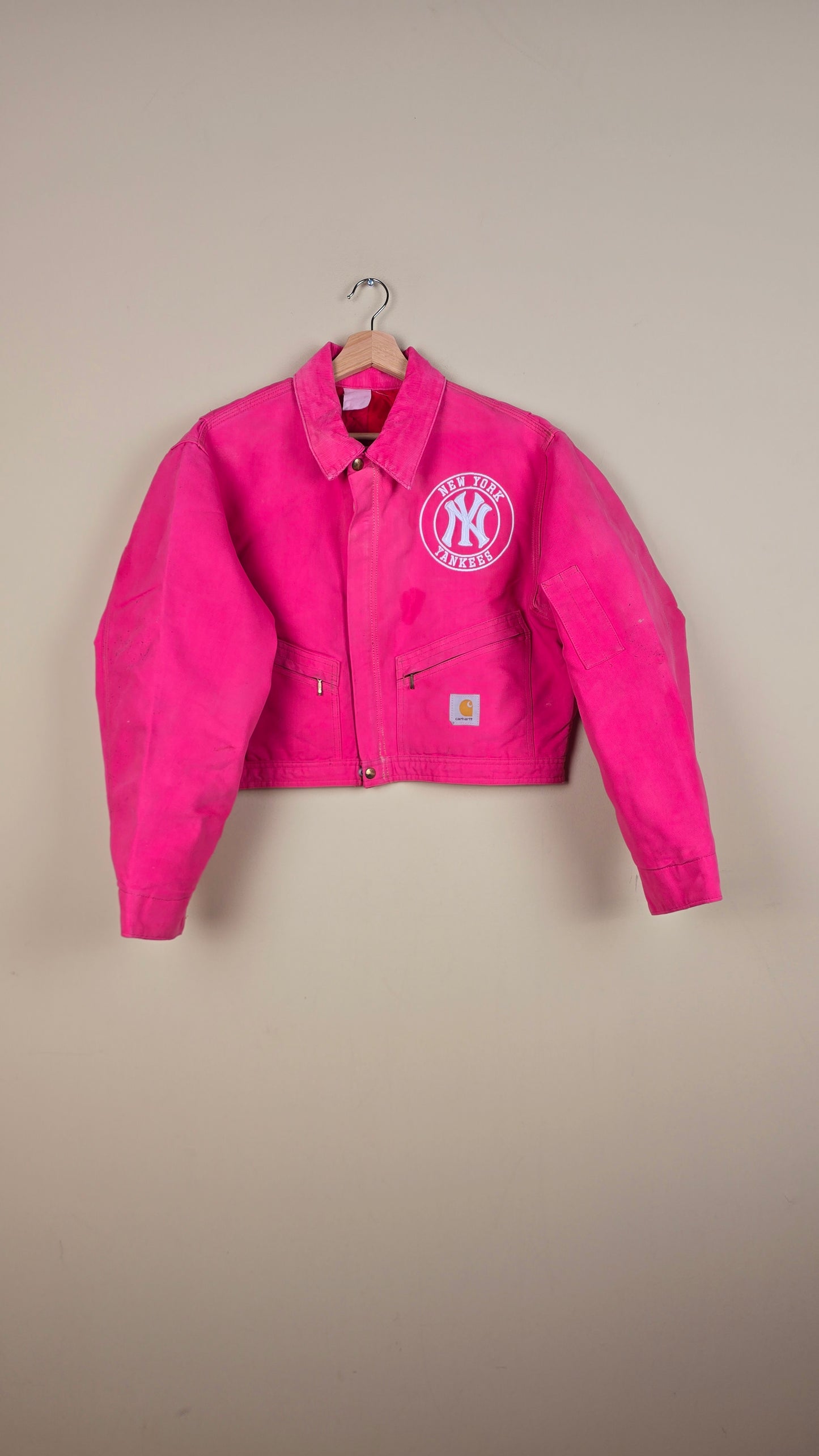 Vintage Carhartt X NY Yankees Cropped Jacket | Pink | Size M | 024