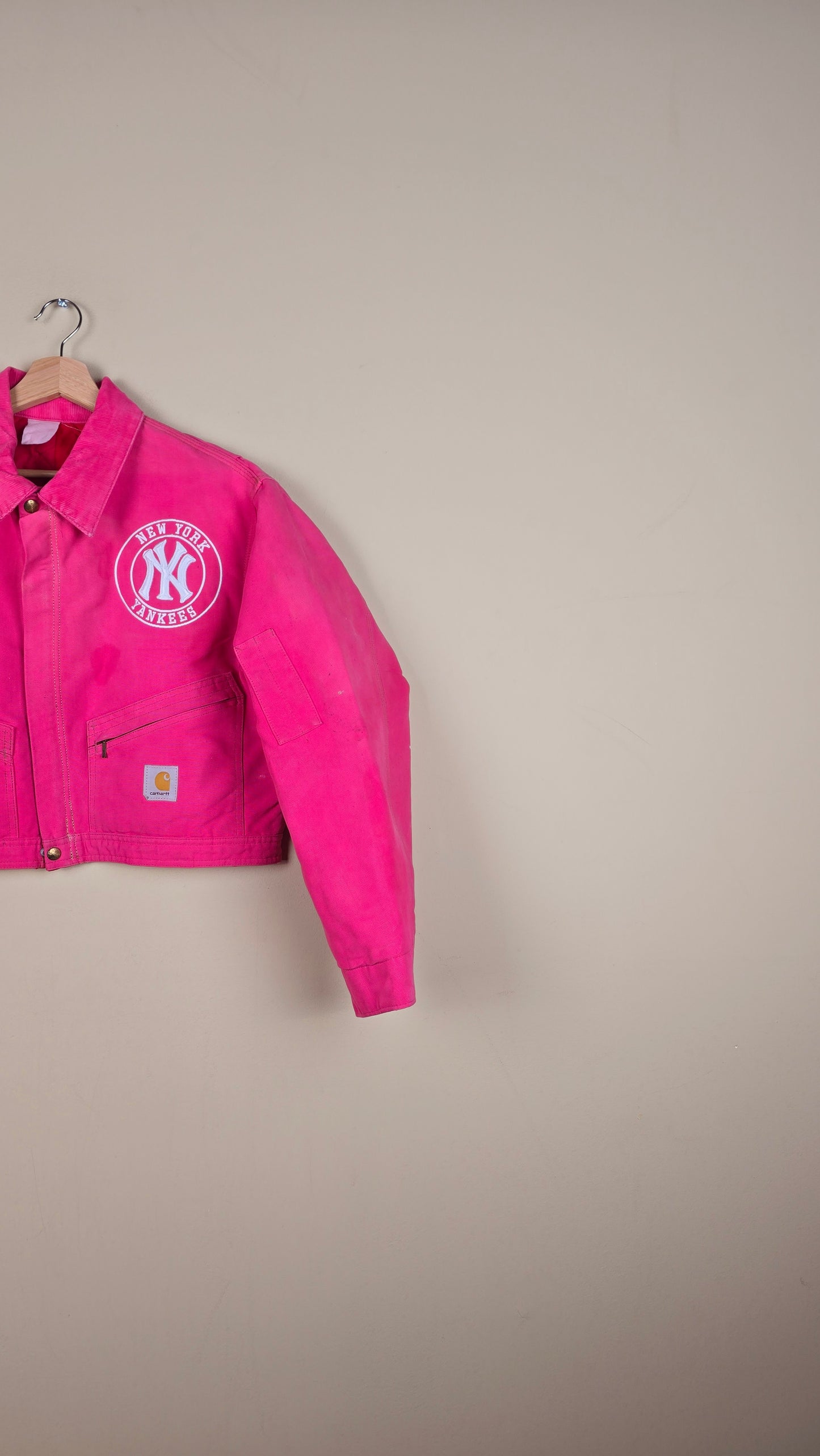 Vintage Carhartt X NY Yankees Cropped Jacket | Pink | Size M | 024