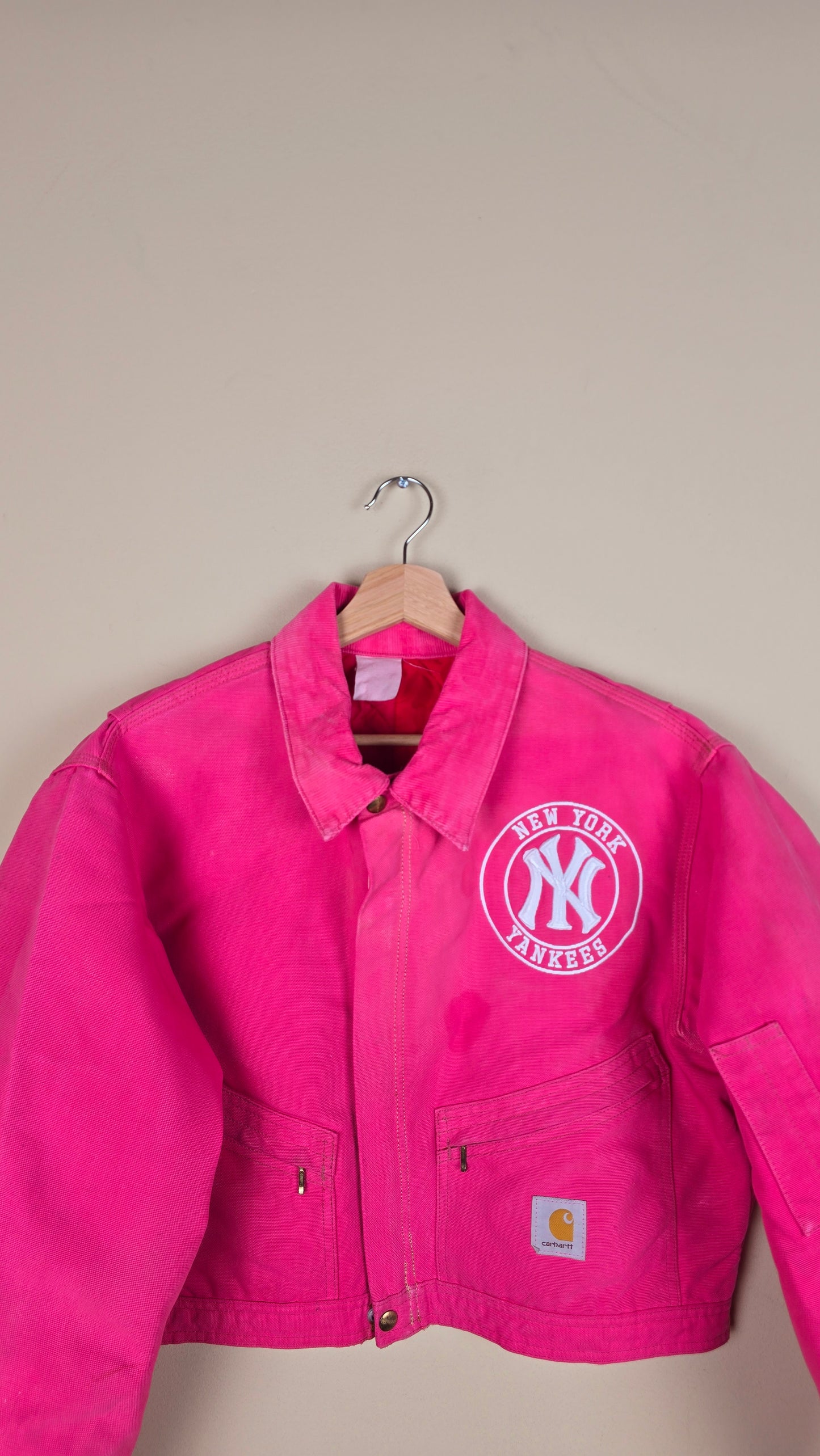 Vintage Carhartt X NY Yankees Cropped Jacket | Pink | Size M | 024