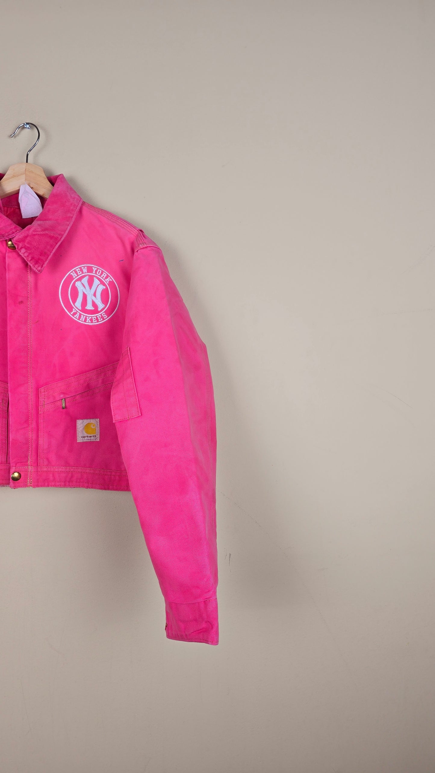 Vintage Carhartt X NY Yankees Cropped Jacket | Pink | Size S | 032