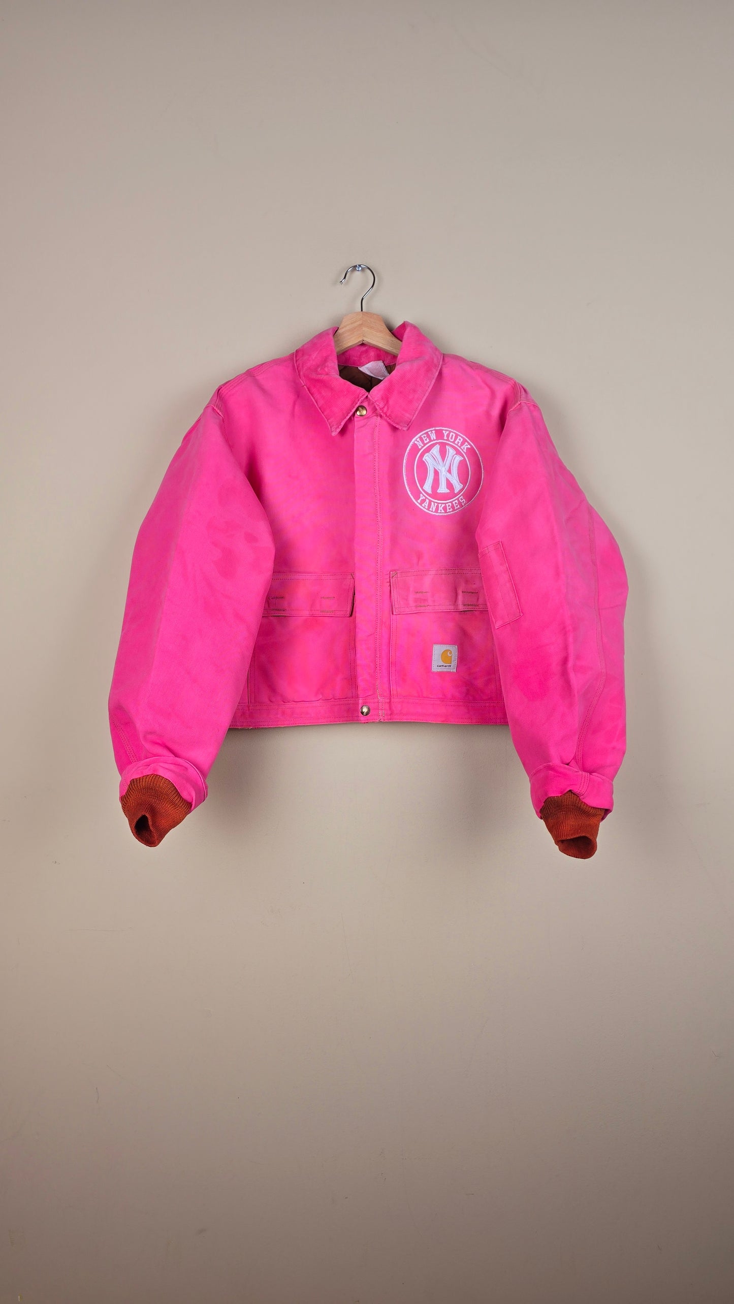 Vintage Carhartt X NY Yankees Cropped Jacket | Pink | Size L | 033