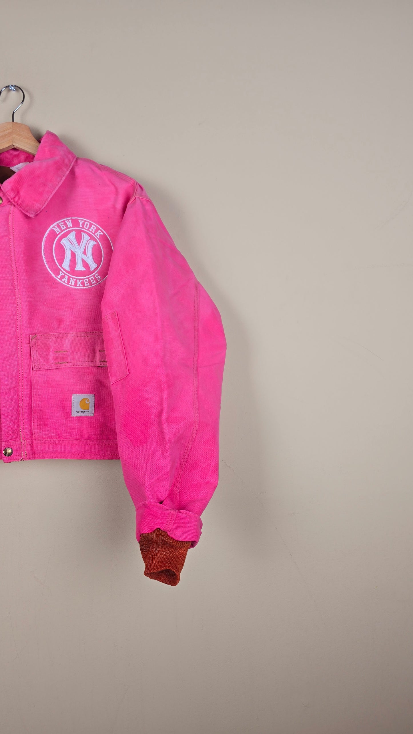 Vintage Carhartt X NY Yankees Cropped Jacket | Pink | Size L | 033