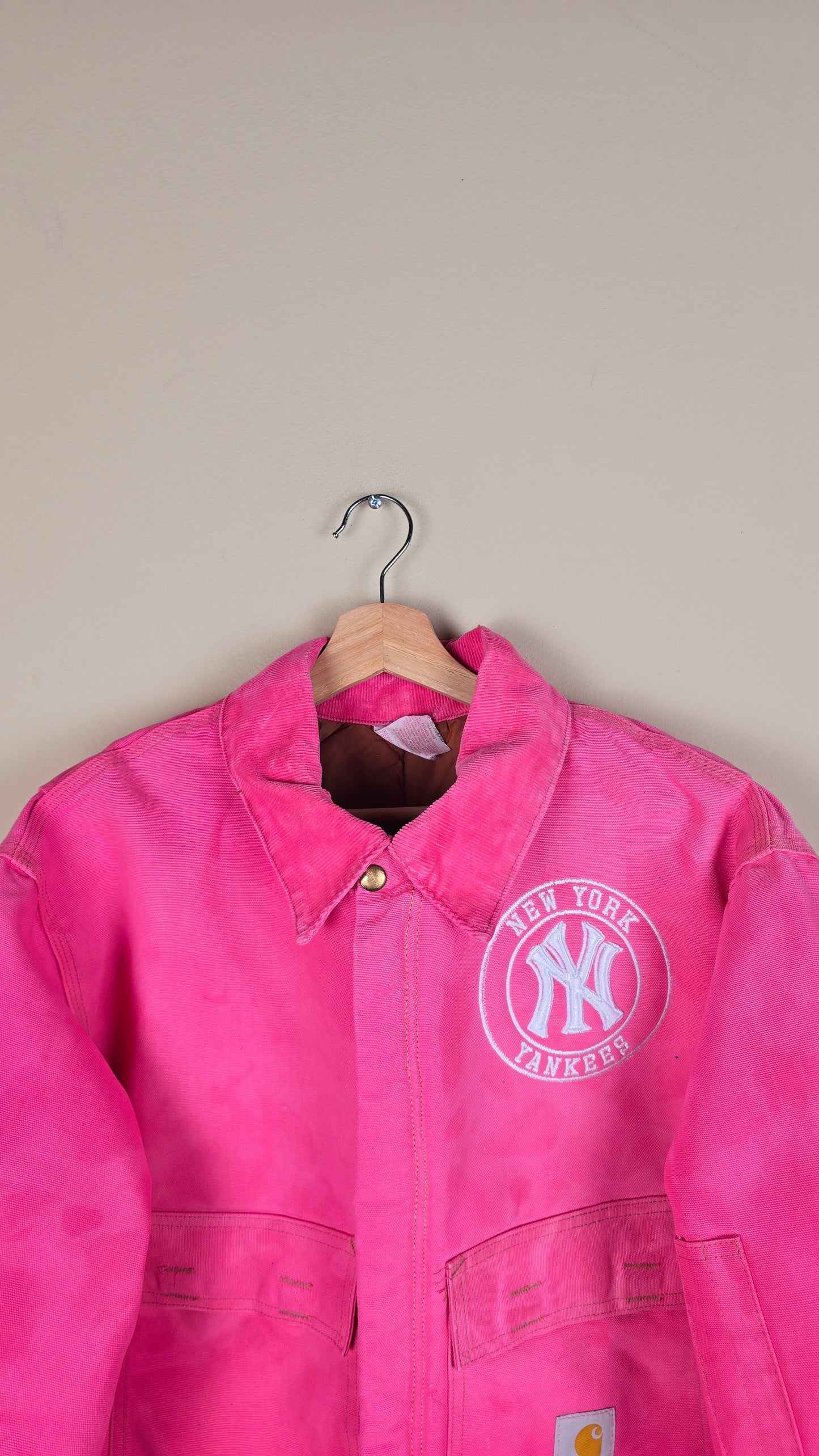 Vintage Carhartt X NY Yankees Cropped Jacket | Pink | Size L | 033