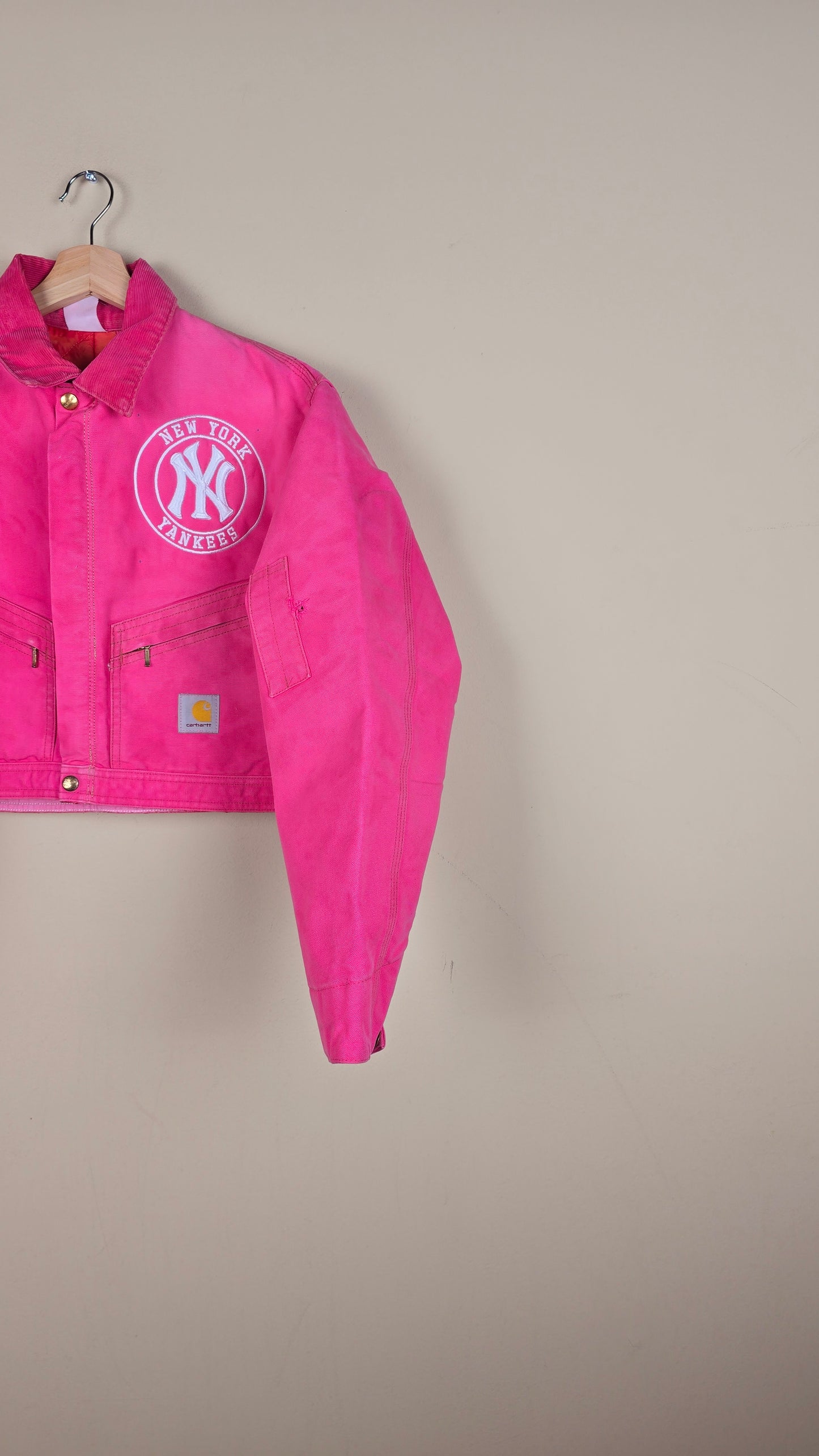 Vintage Carhartt X NY Yankees Cropped Jacket | Pink | Size S | 034