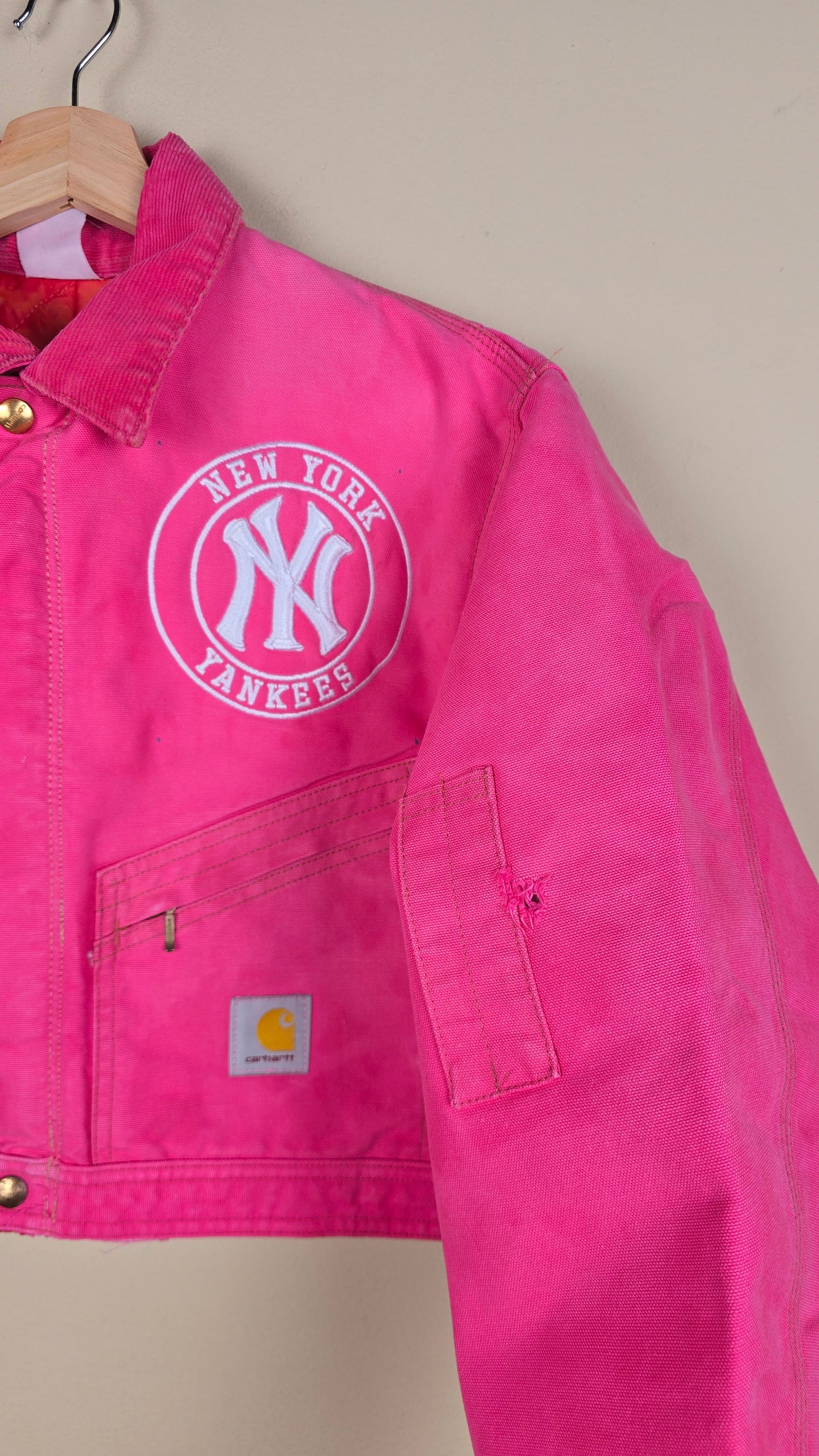Vintage Carhartt X NY Yankees Cropped Jacket | Pink | Size S | 034