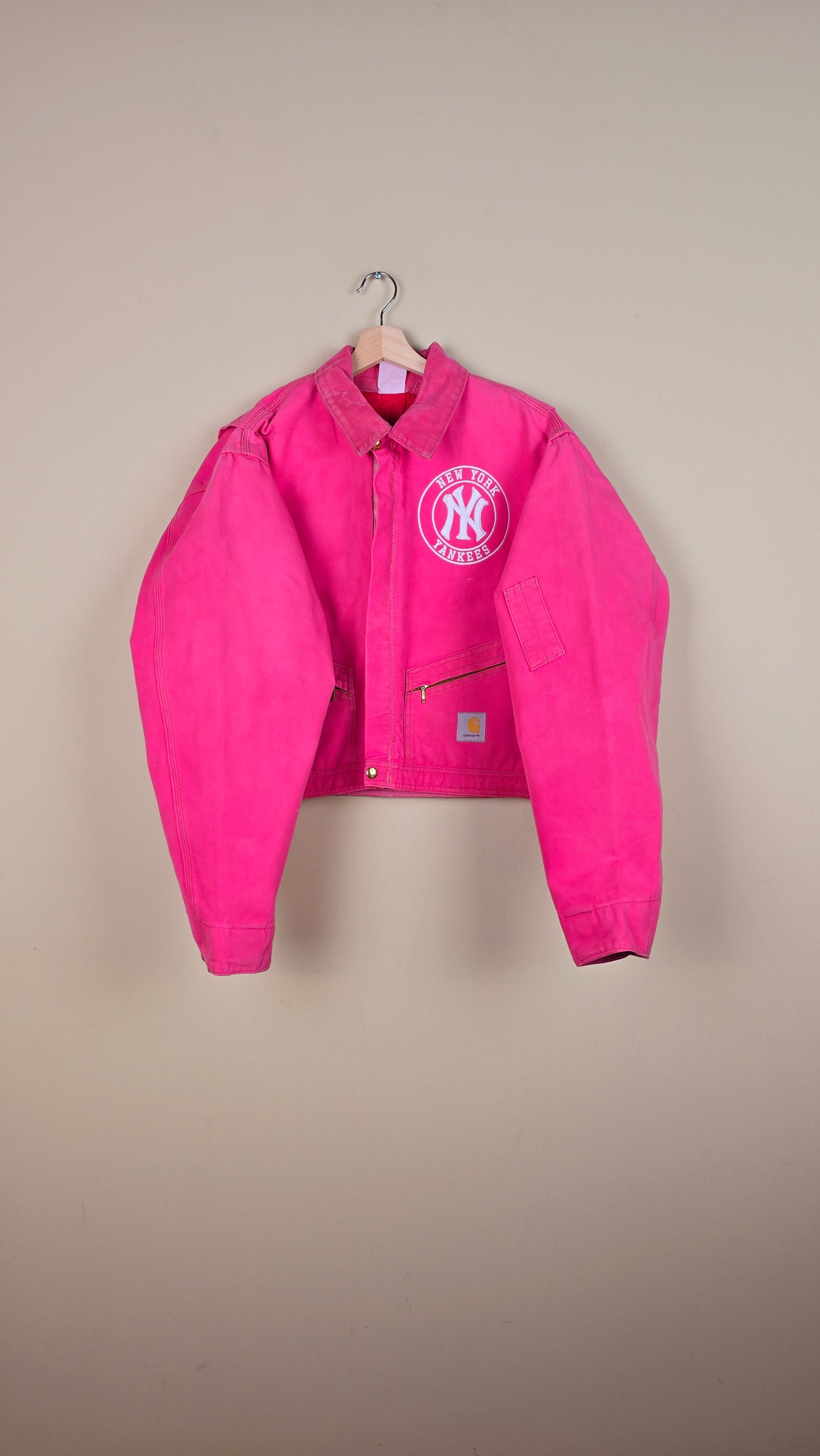Vintage Carhartt X NY Yankees Cropped Jacket | Pink | Size L | 035
