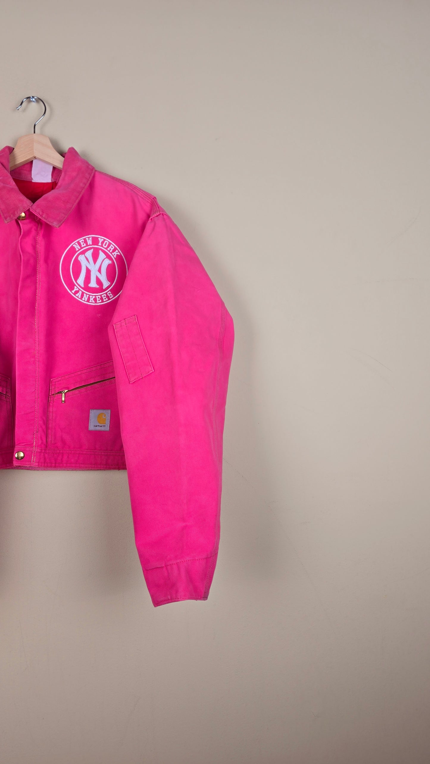 Vintage Carhartt X NY Yankees Cropped Jacket | Pink | Size L | 035