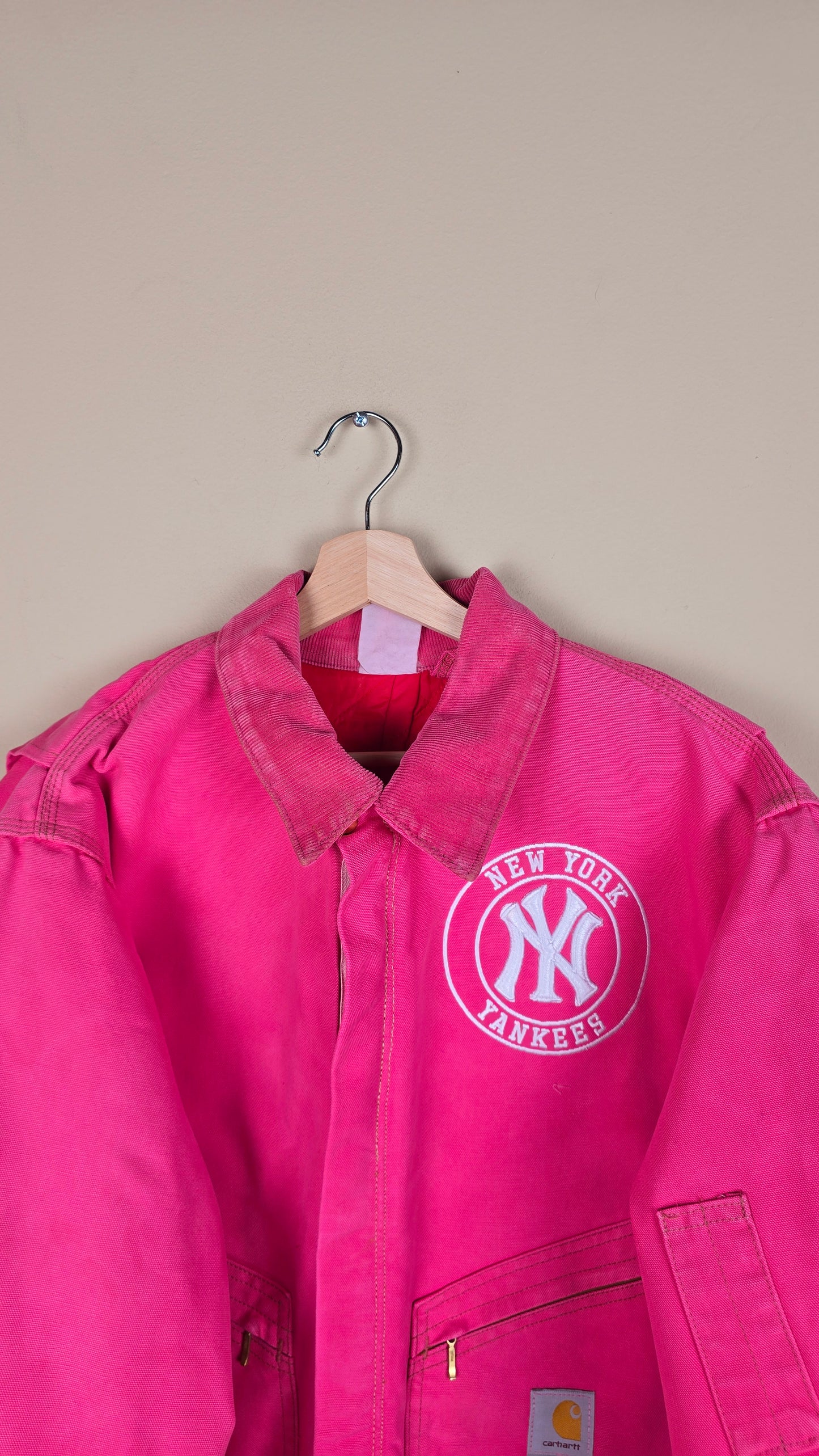 Vintage Carhartt X NY Yankees Cropped Jacket | Pink | Size L | 035