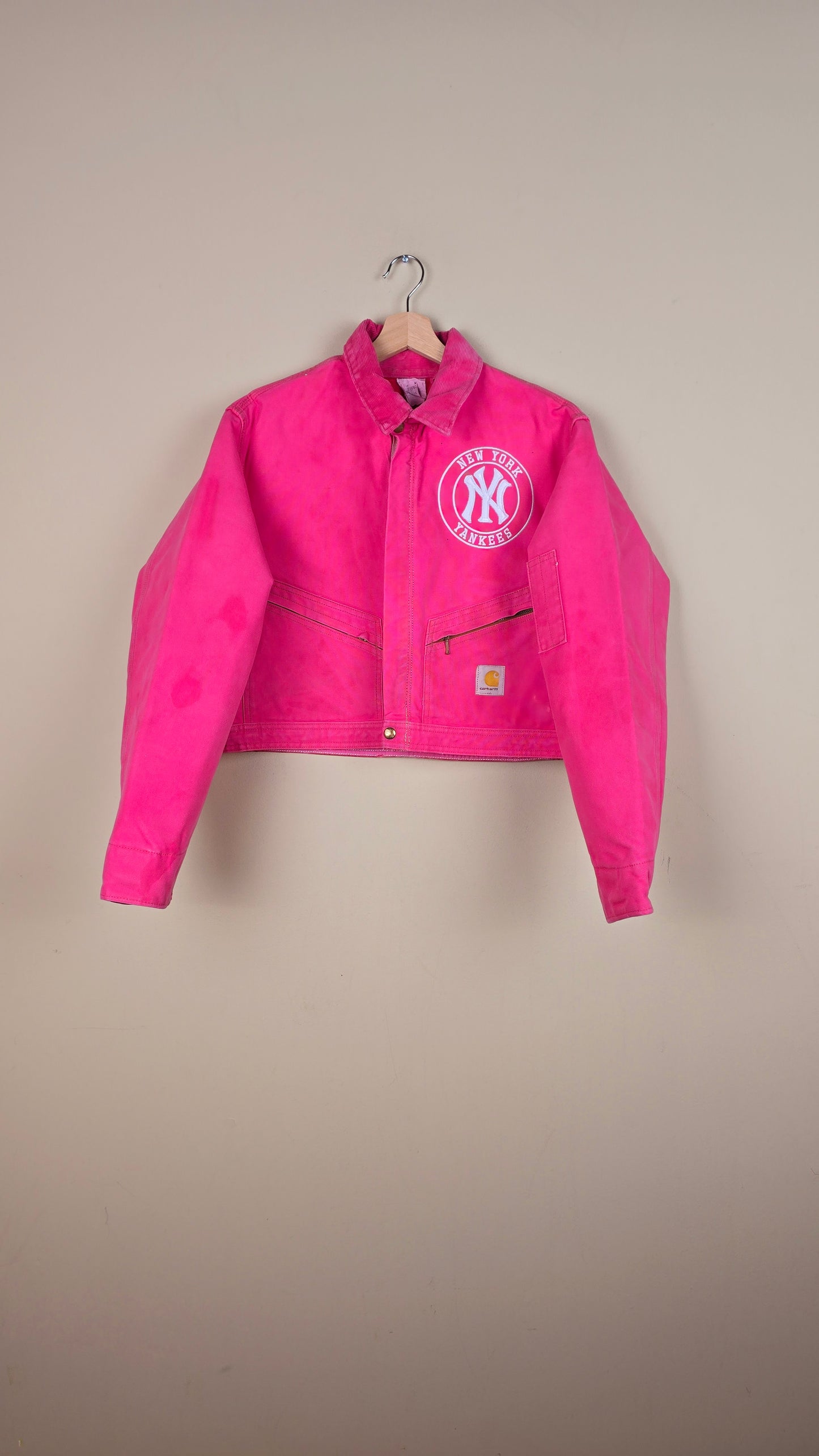 Vintage Carhartt X NY Yankees Cropped Jacket | Pink | Size S | 036
