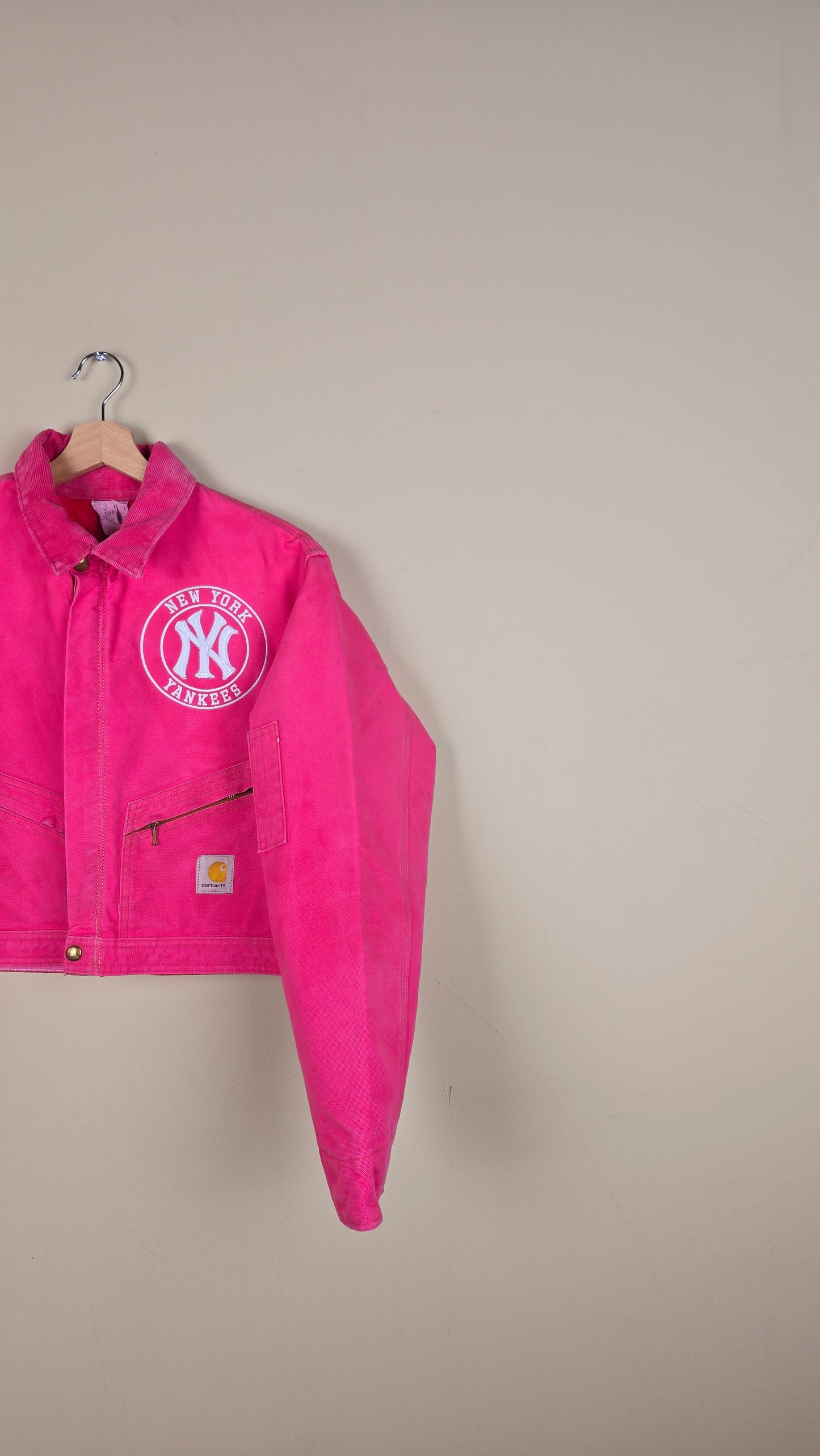 Vintage Carhartt X NY Yankees Cropped Jacket | Pink | Size S | 036
