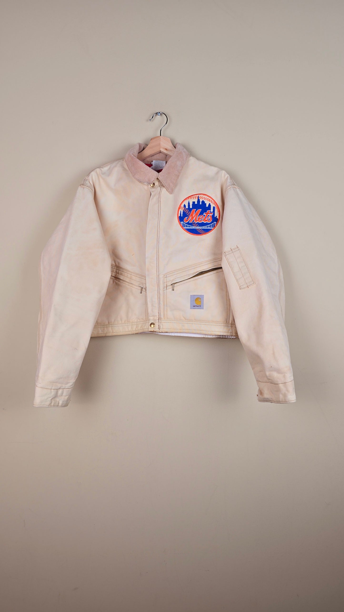 Vintage Carhartt X NY METS Cropped Jacket | Beige | Size L | 037