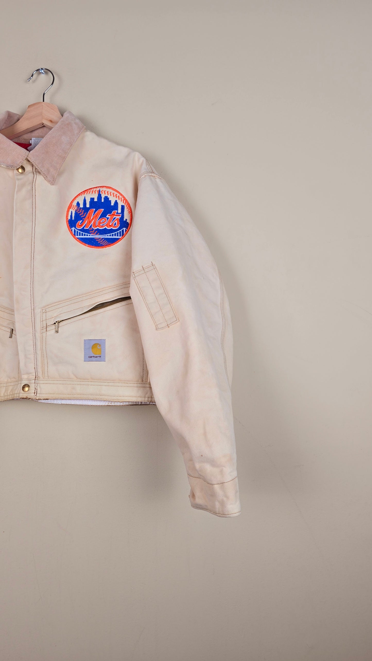 Vintage Carhartt X NY METS Cropped Jacket | Beige | Size L | 037