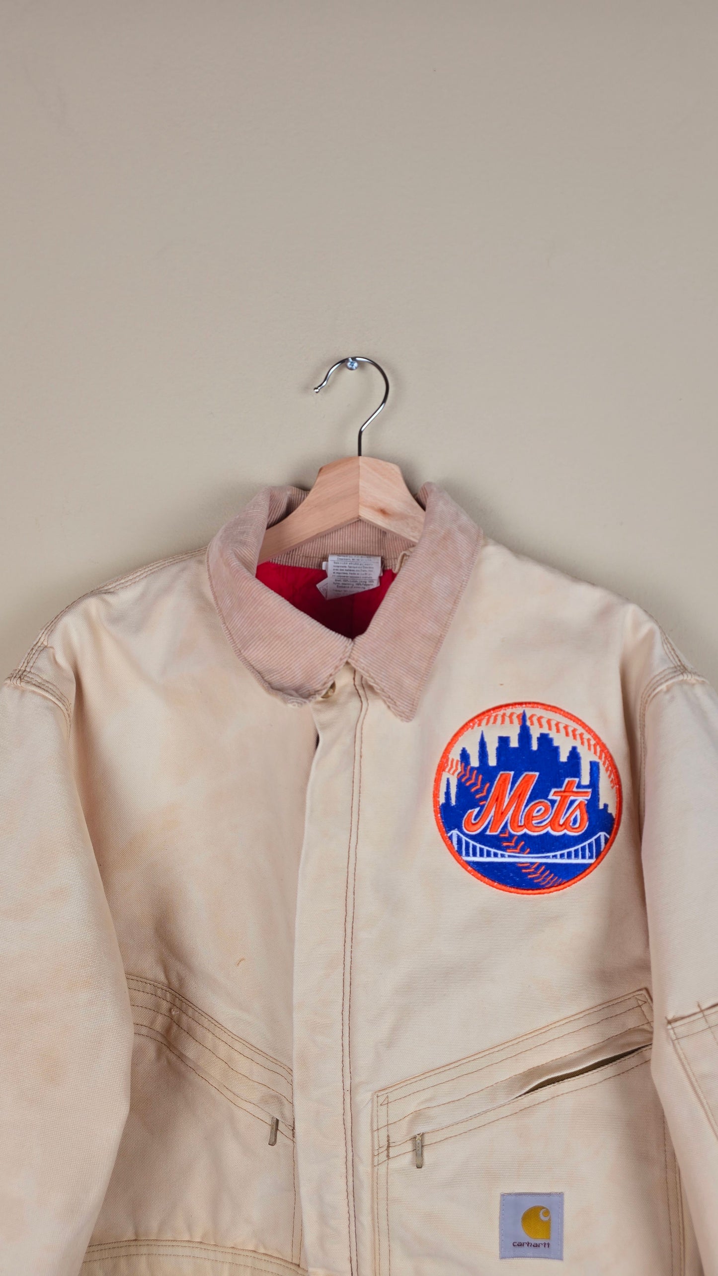 Vintage Carhartt X NY METS Cropped Jacket | Beige | Size L | 037