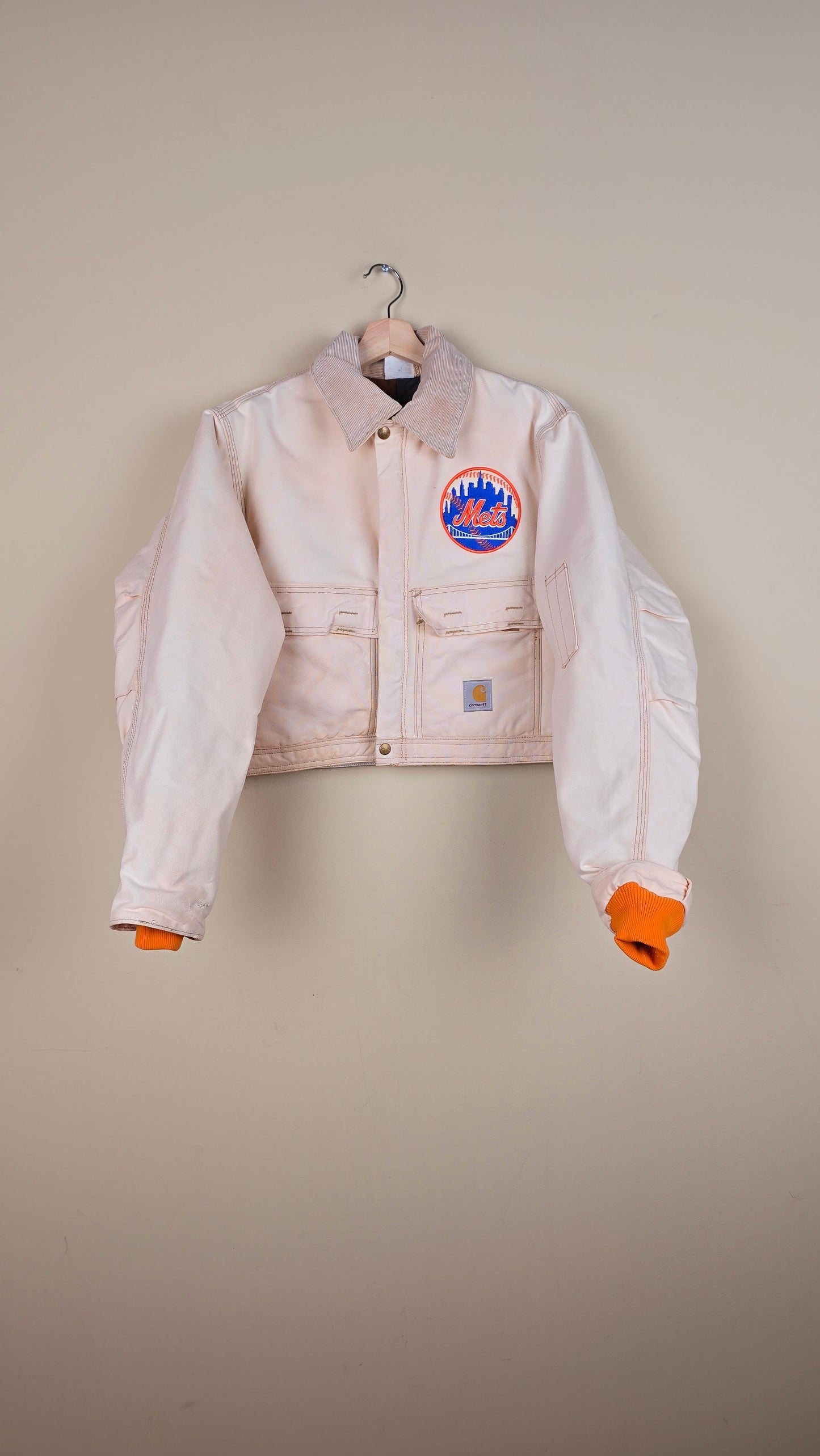 Vintage Carhartt X NY METS Cropped Jacket | Beige | Size M | 038