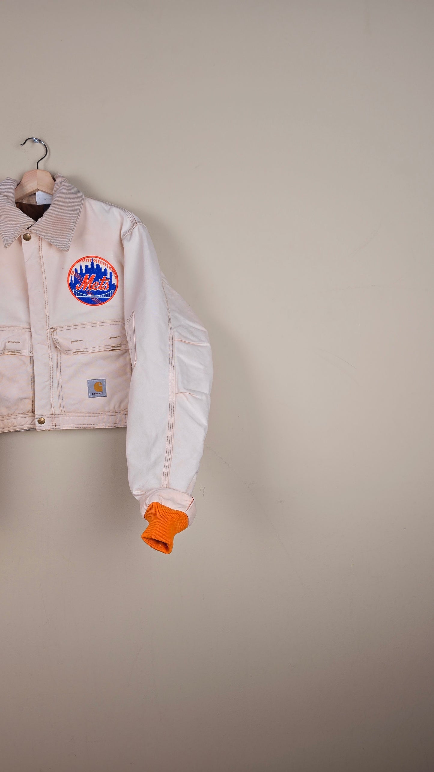 Vintage Carhartt X NY METS Cropped Jacket | Beige | Size M | 038