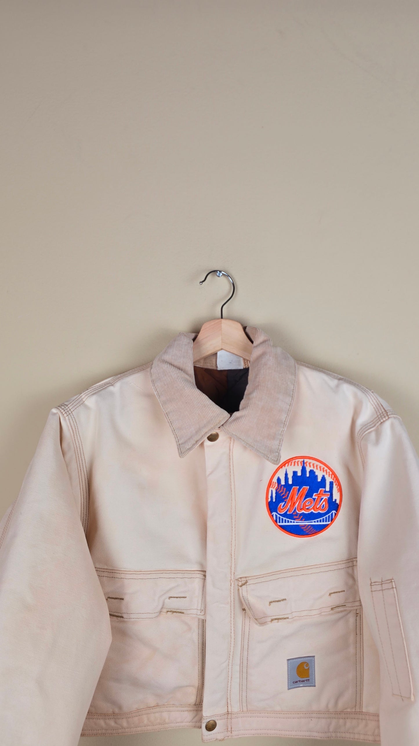 Vintage Carhartt X NY METS Cropped Jacket | Beige | Size M | 038