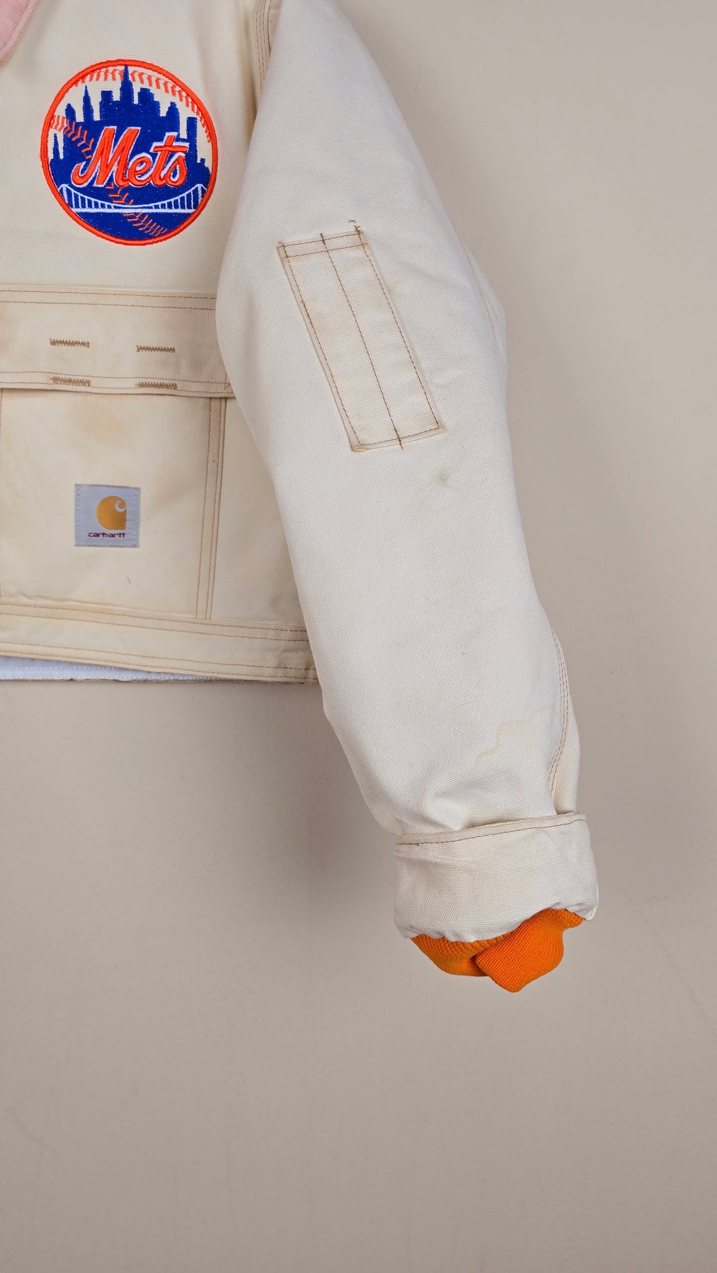 Vintage Carhartt X NY METS Cropped Jacket | Beige | Size S | 039