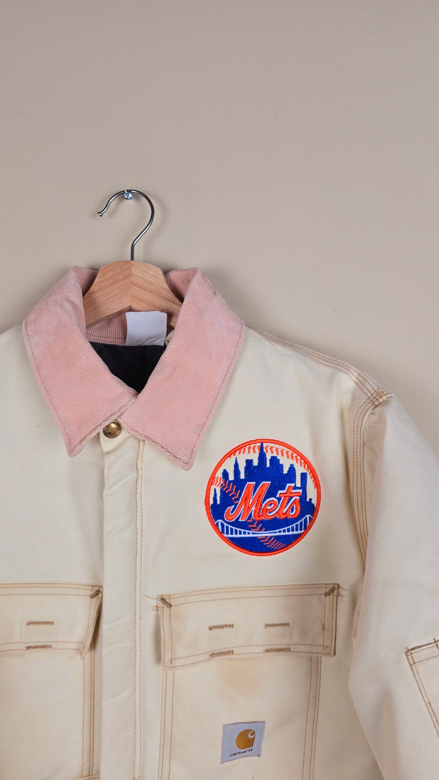 Vintage Carhartt X NY METS Cropped Jacket | Beige | Size S | 039