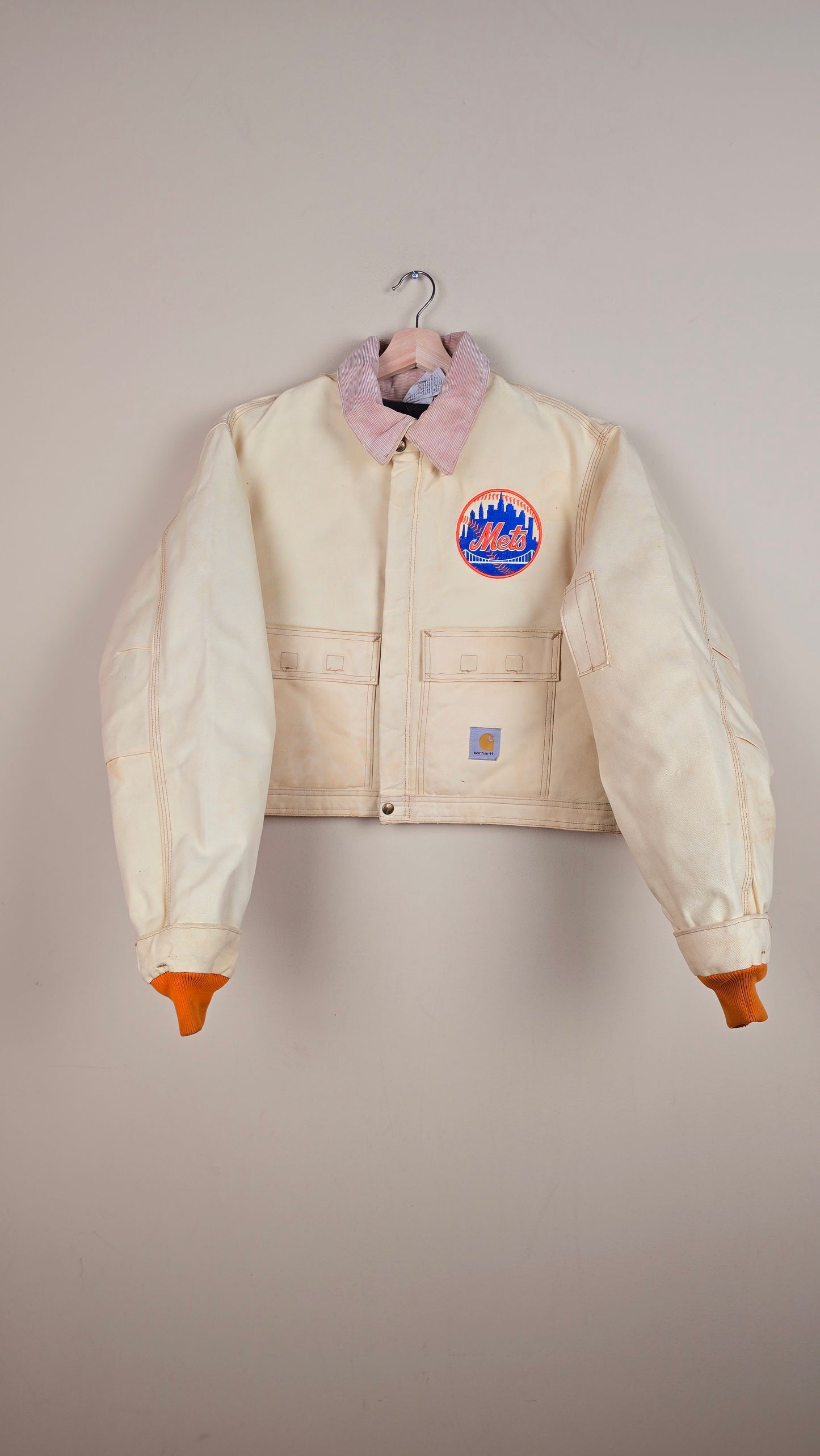Vintage Carhartt X NY METS Cropped Jacket | Beige | Size L | 040