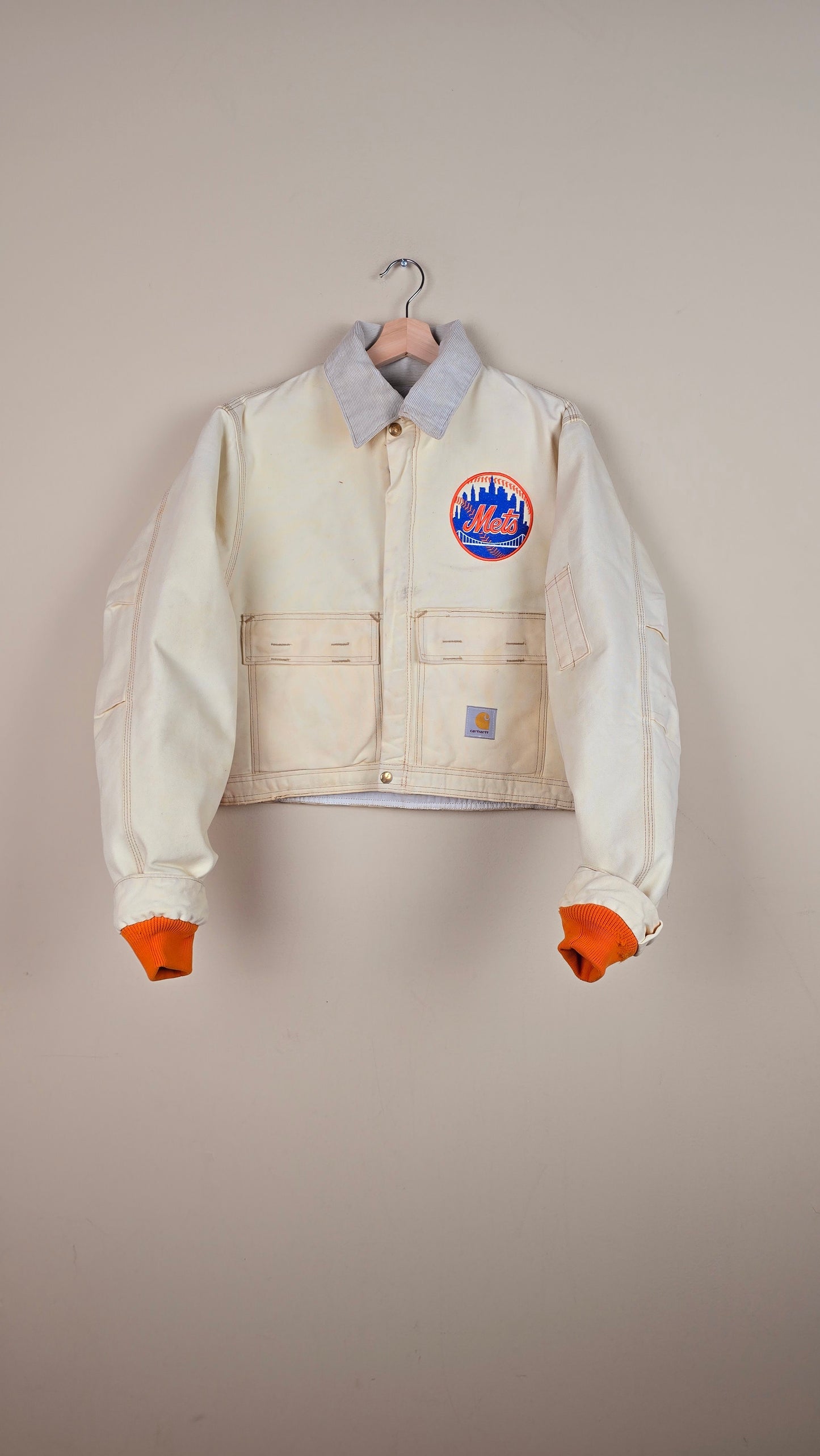 Vintage Carhartt X NY METS Cropped Jacket | Beige | Size M | 041