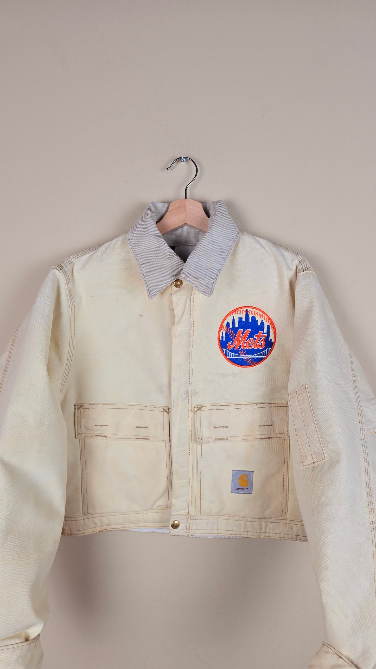 Vintage Carhartt X NY METS Cropped Jacket | Beige | Size M | 041