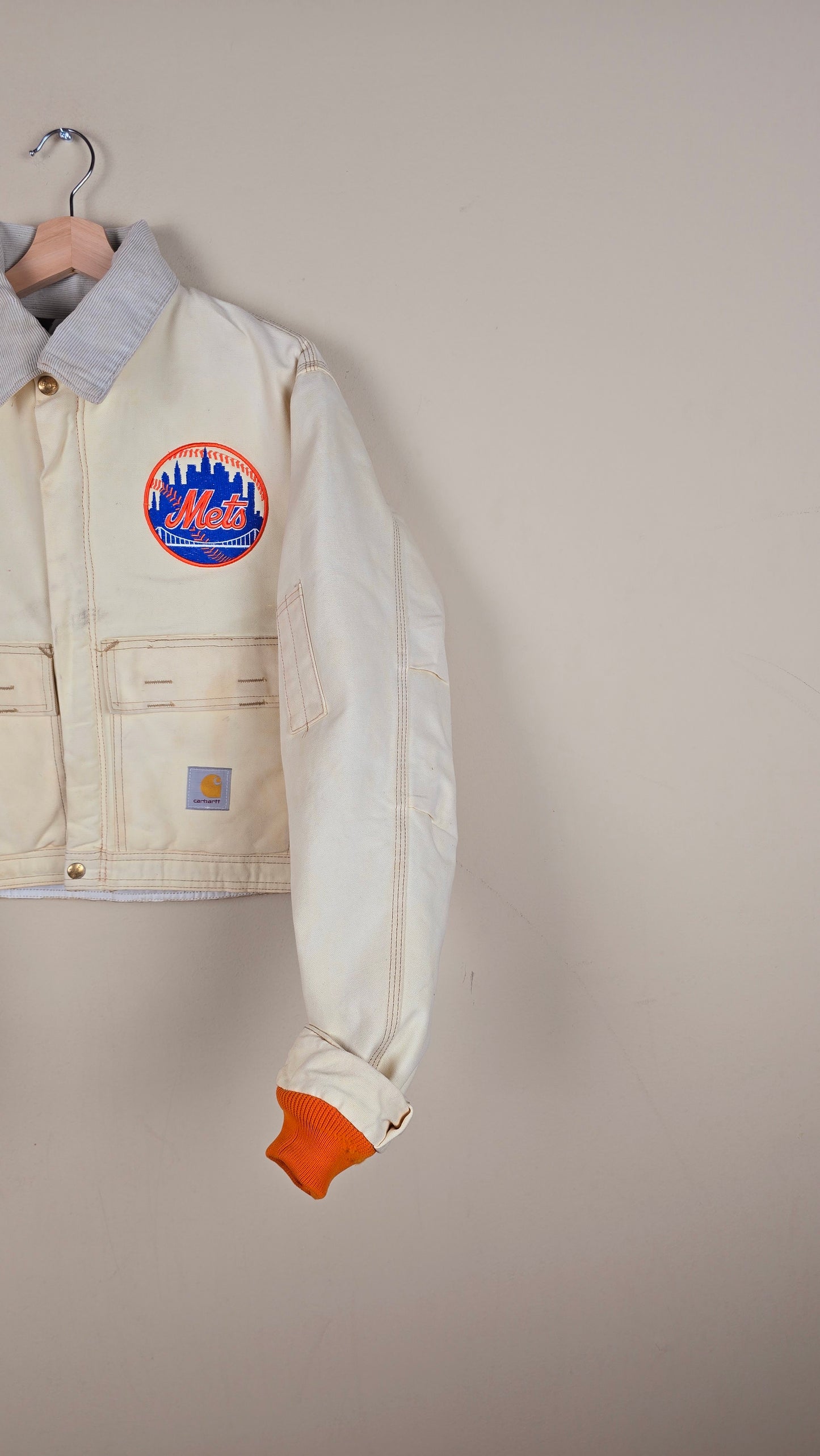 Vintage Carhartt X NY METS Cropped Jacket | Beige | Size M | 041